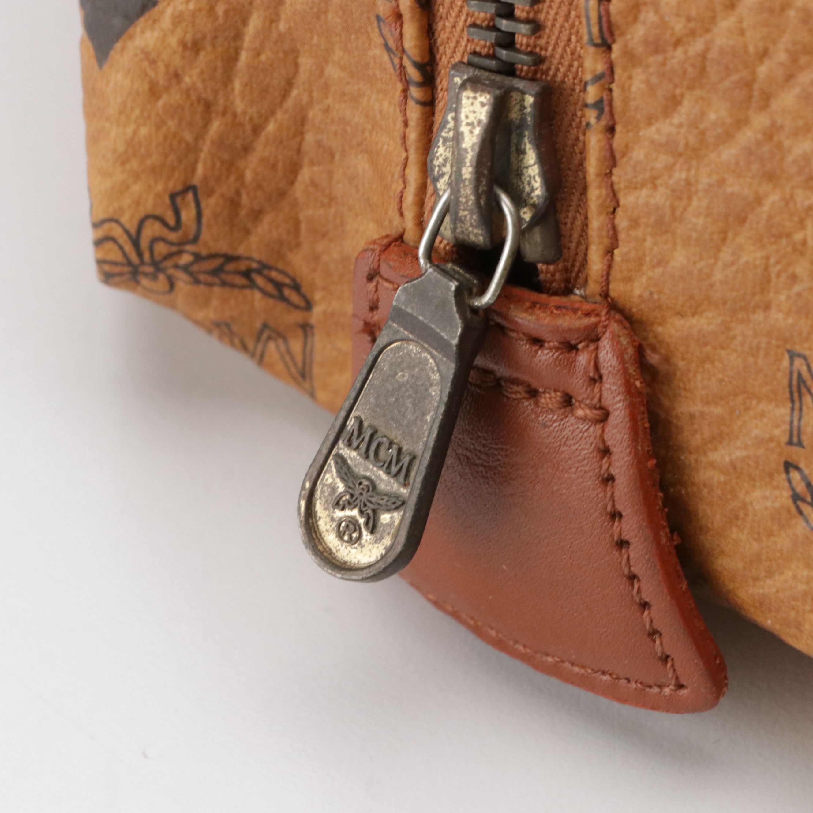 MCM Large Handbag in Cognac Visetos Canvas with Leather Trim