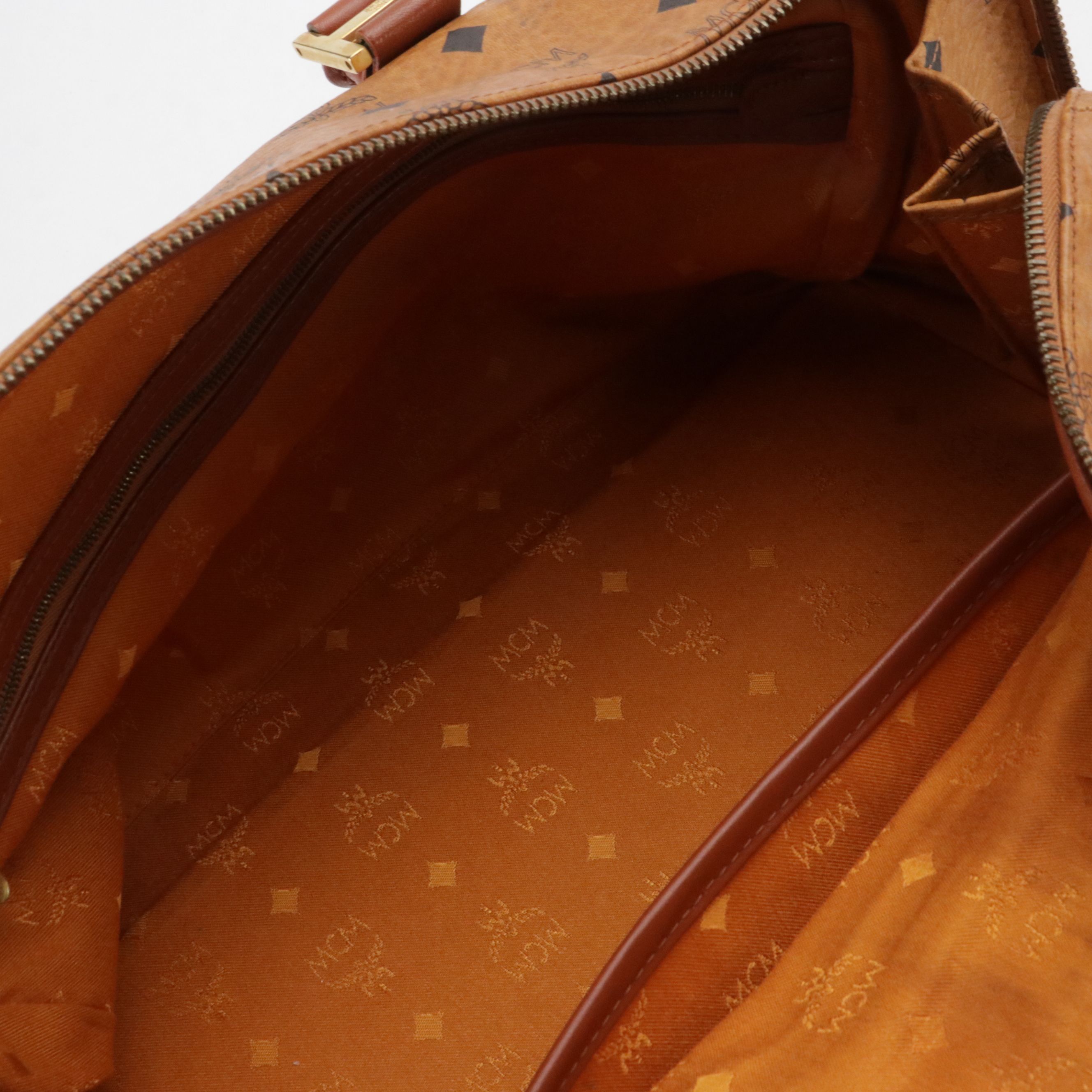 MCM Large Handbag in Cognac Visetos Canvas with Leather Trim