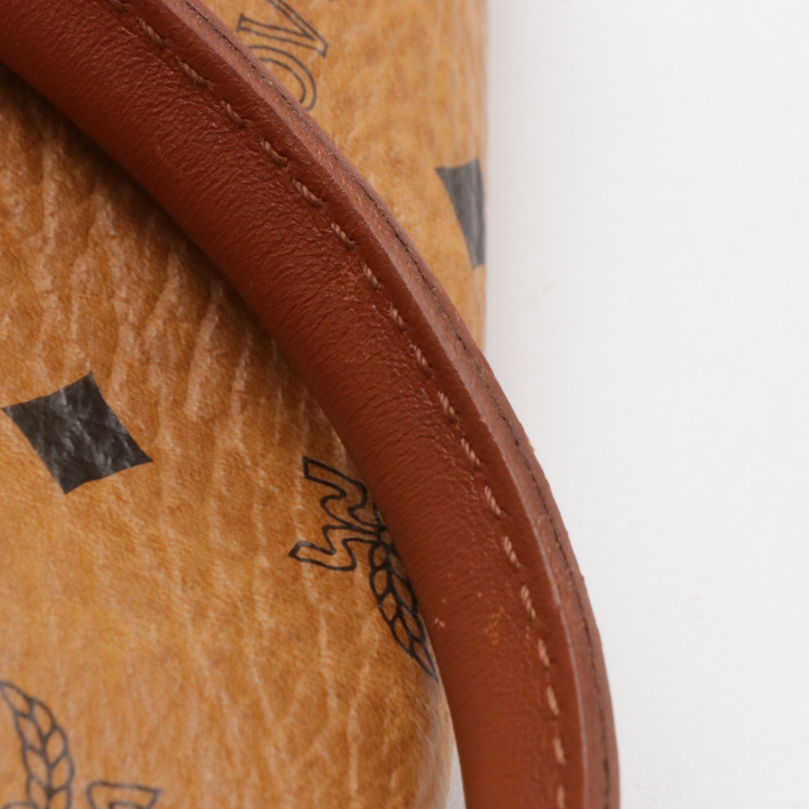 MCM Large Handbag in Cognac Visetos Canvas with Leather Trim