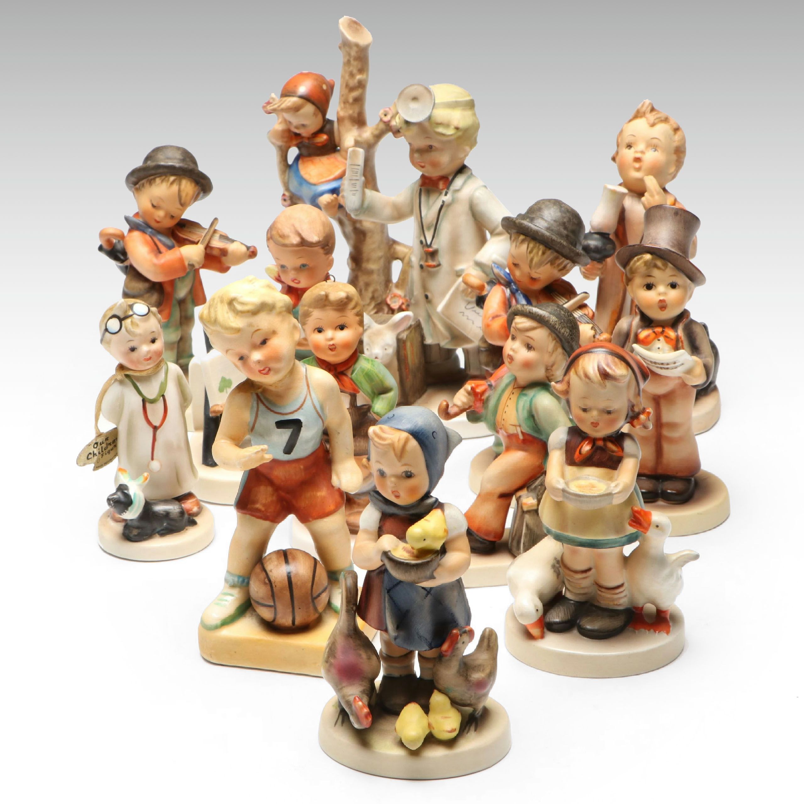 Goebel Hummel with Japanese and Other Porcelain Figurines, Mid to Late 20th C.