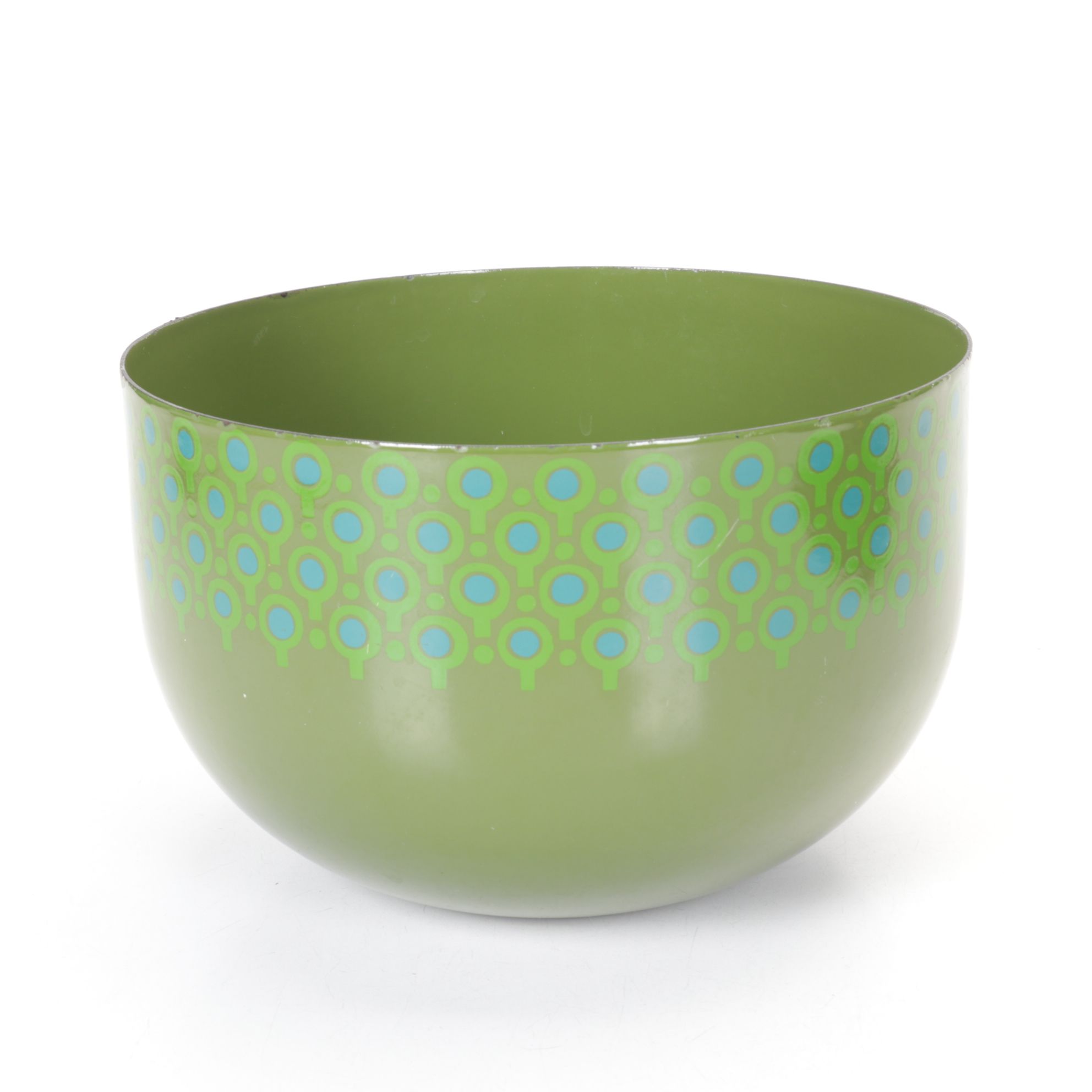 Merrill Ames for VEFA "Lolipop" Enamel Bowl with Hand Carved Wood Fish Platters