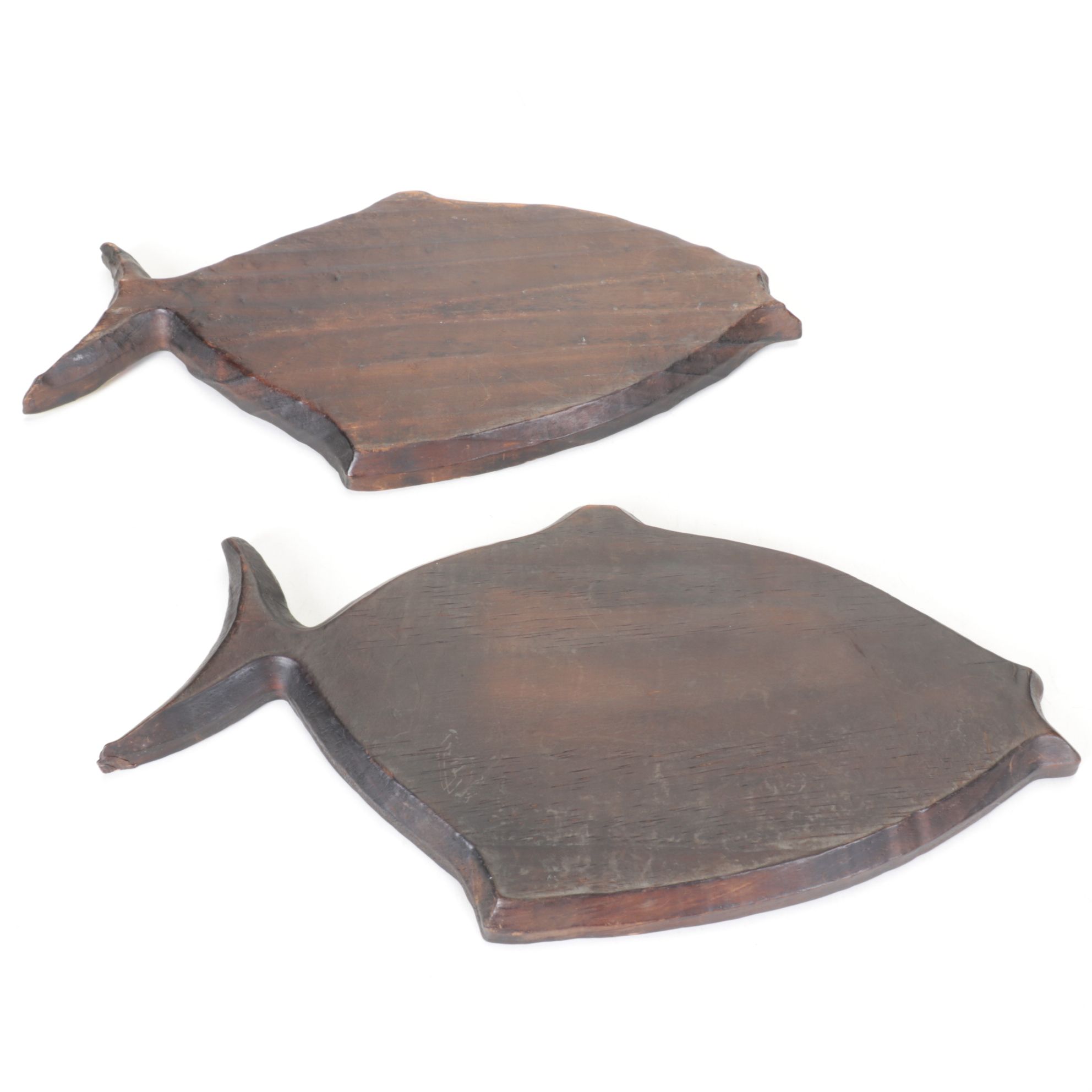 Merrill Ames for VEFA "Lolipop" Enamel Bowl with Hand Carved Wood Fish Platters