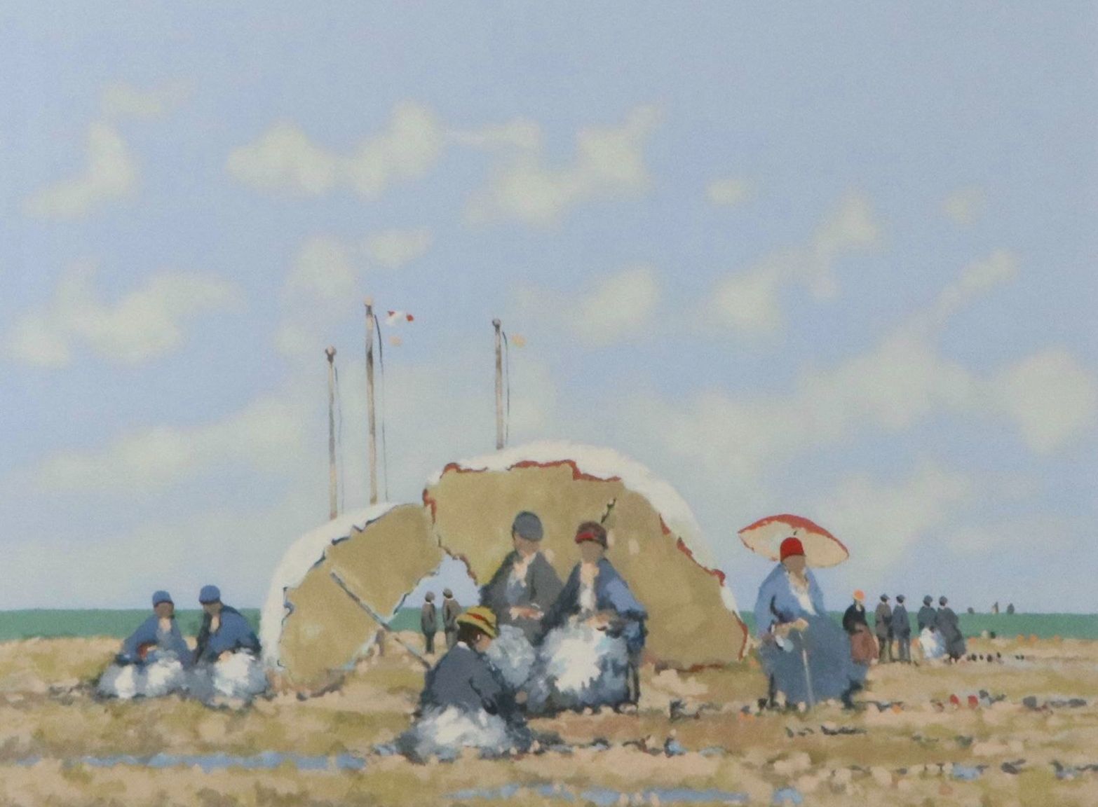 Frederick McDuff Screenprint "Plage au Prieuré," Mid to Late 20th Century