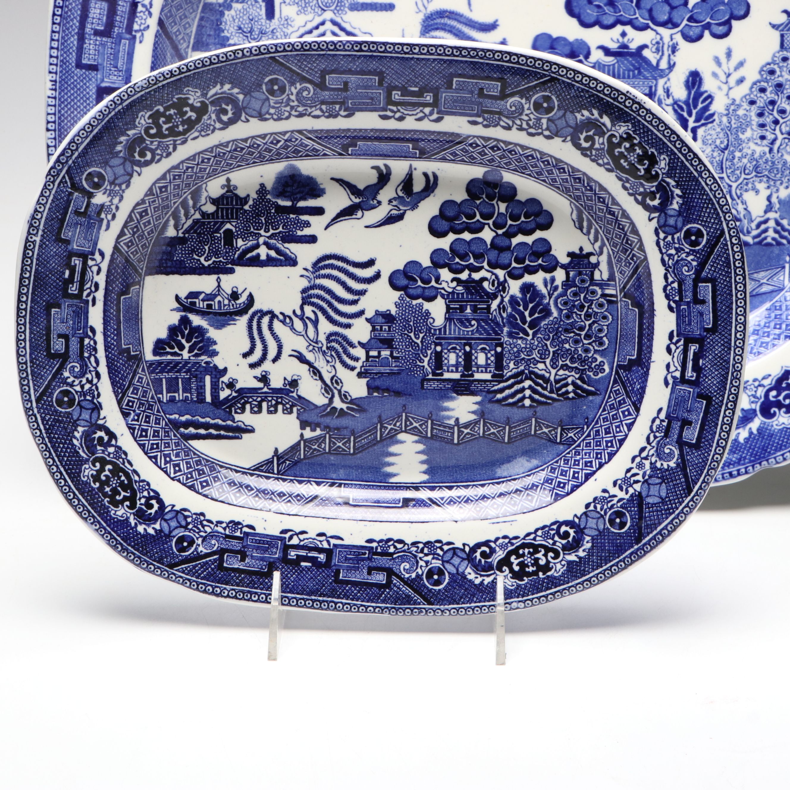 Newport Pottery Co. "Willow" Earthenware Platters, Early 20th Century