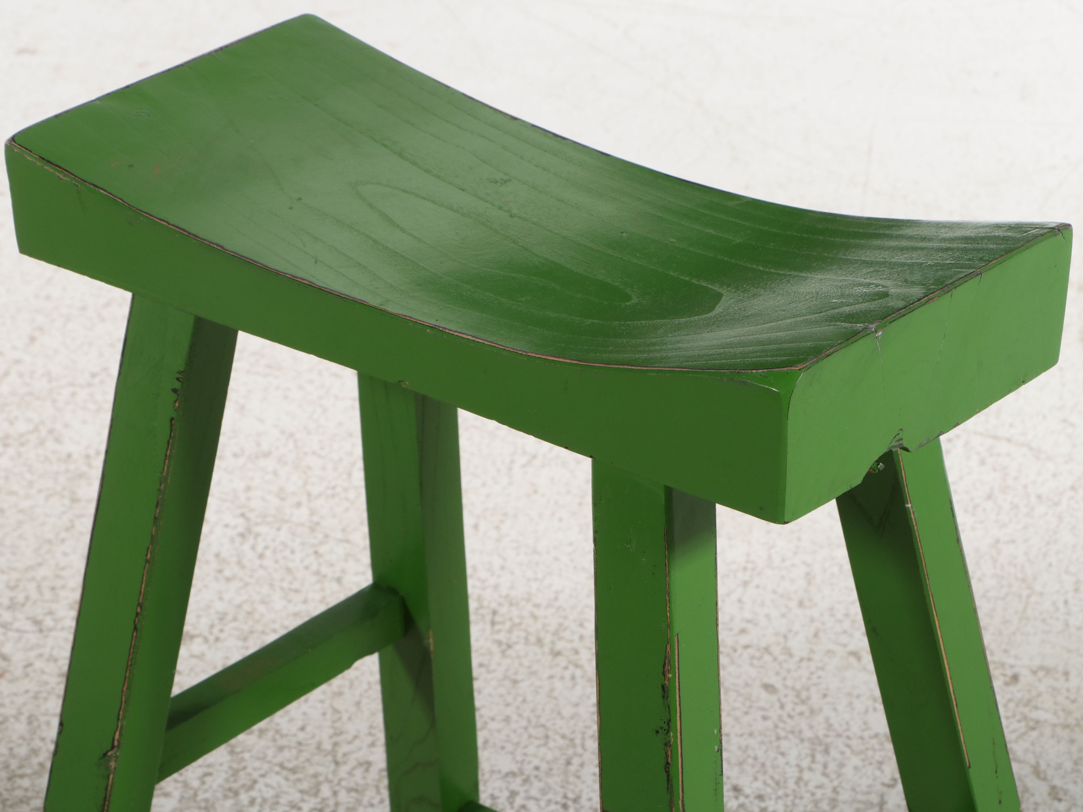 Pair of Asian-Style Green Painted Saddle Stools