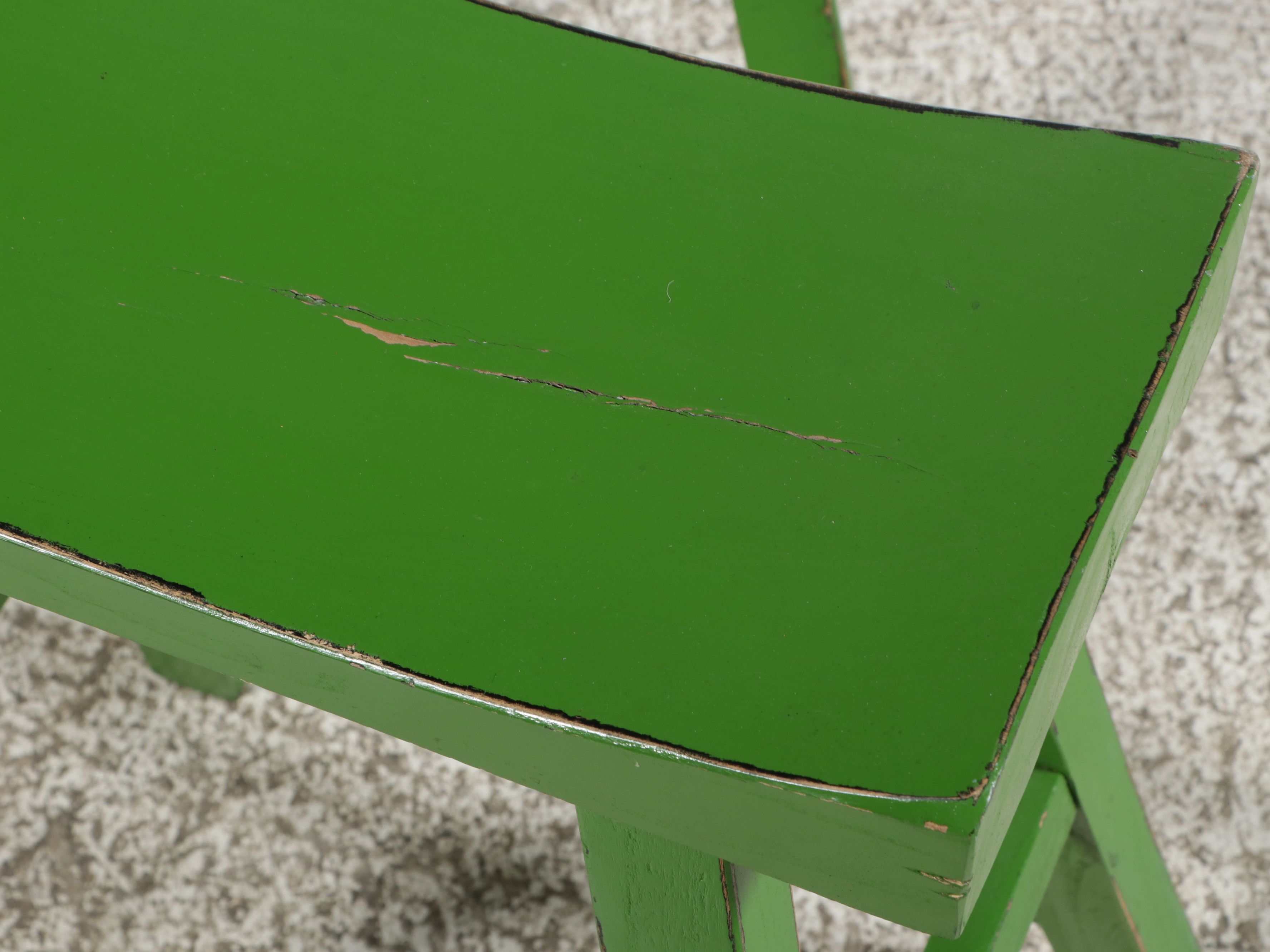 Pair of Asian-Style Green Painted Saddle Stools