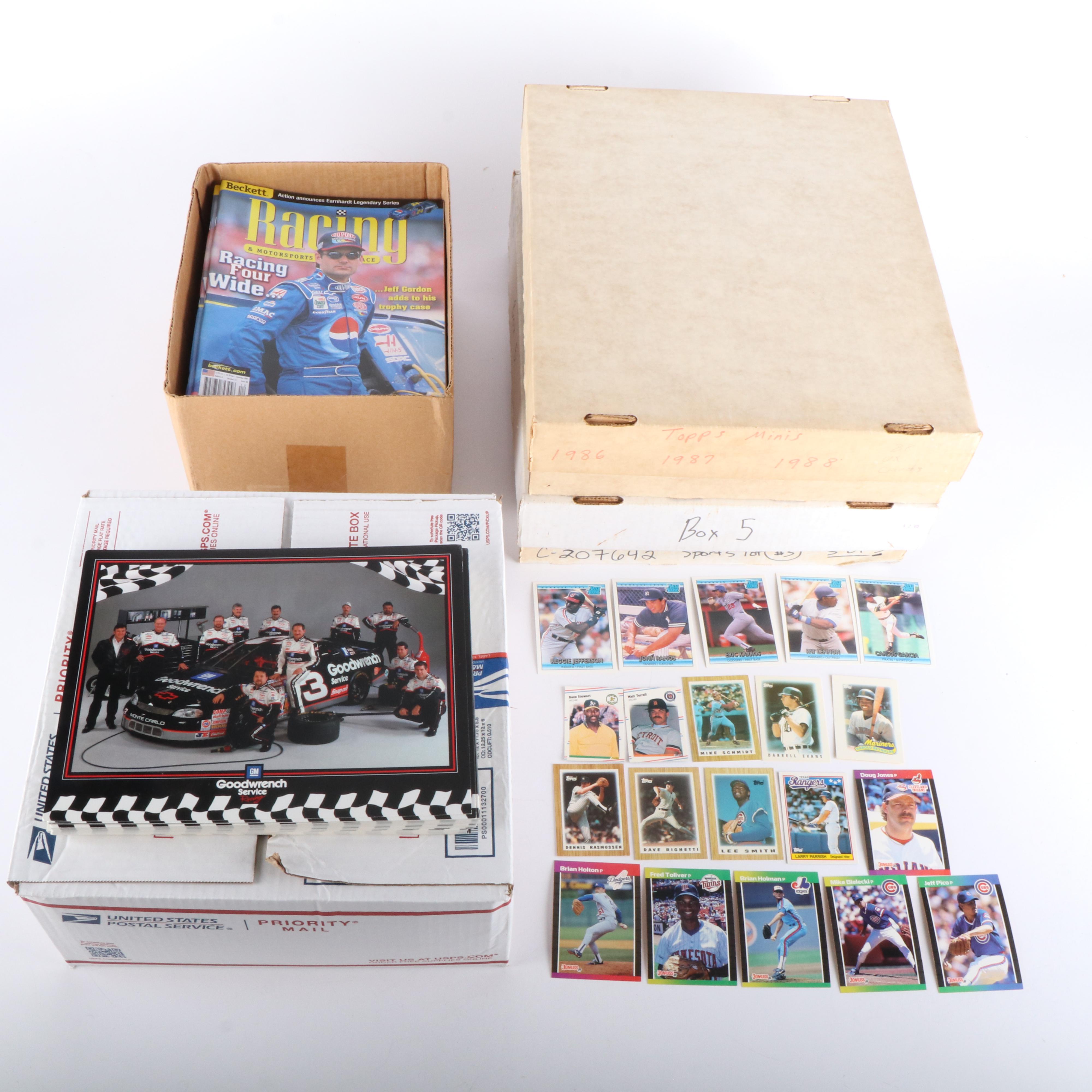 Large Group of Baseball Cards and Auto Racing Items