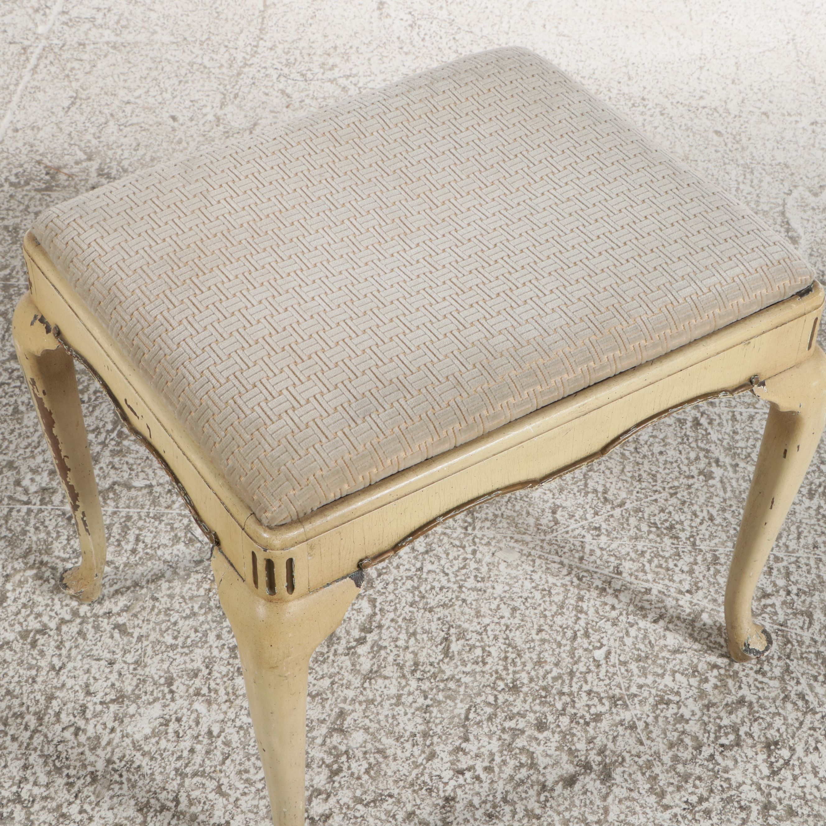 French Provincial Style Kidney-Shaped Vanity and Stool Set, Mid to Late 20th C.