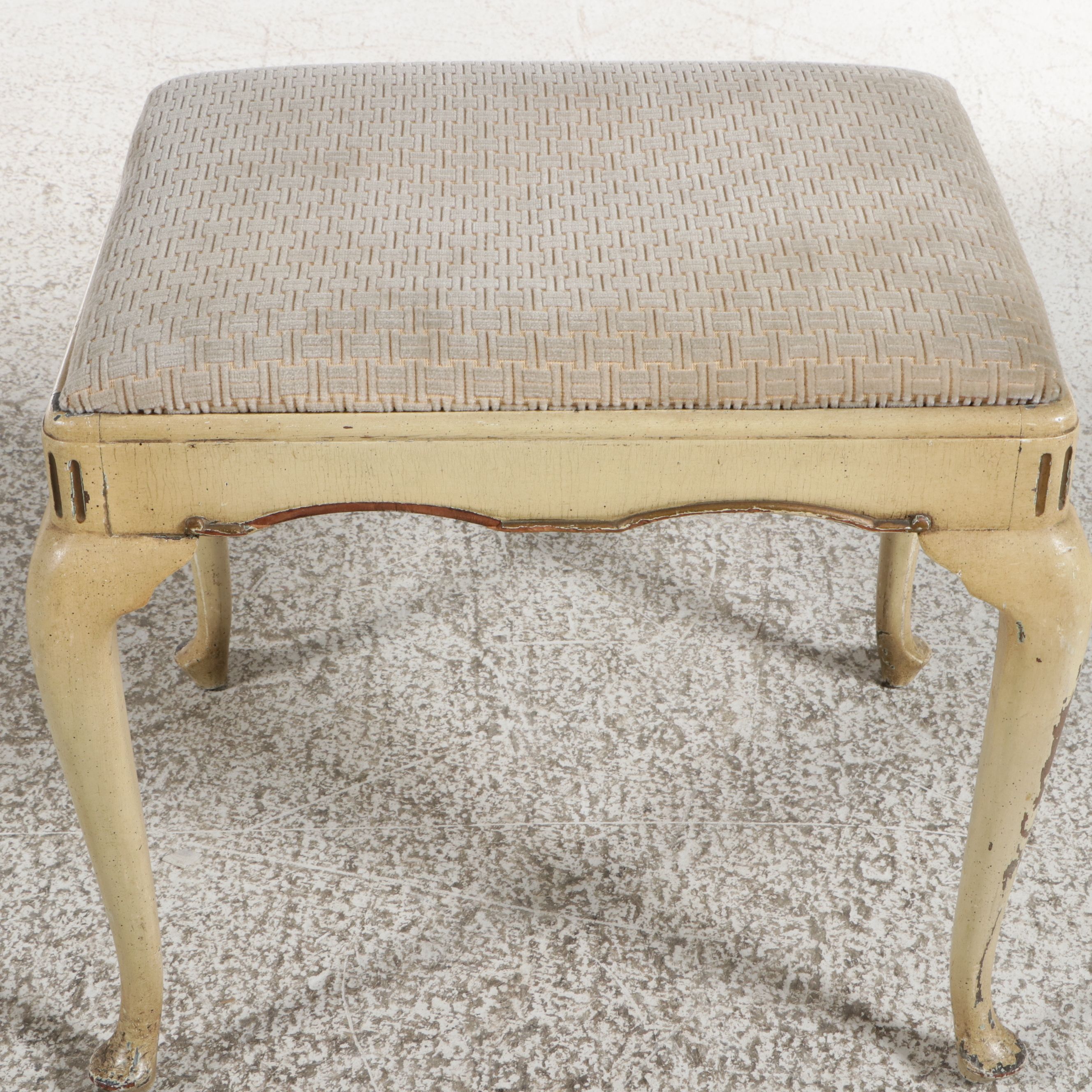 French Provincial Style Kidney-Shaped Vanity and Stool Set, Mid to Late 20th C.