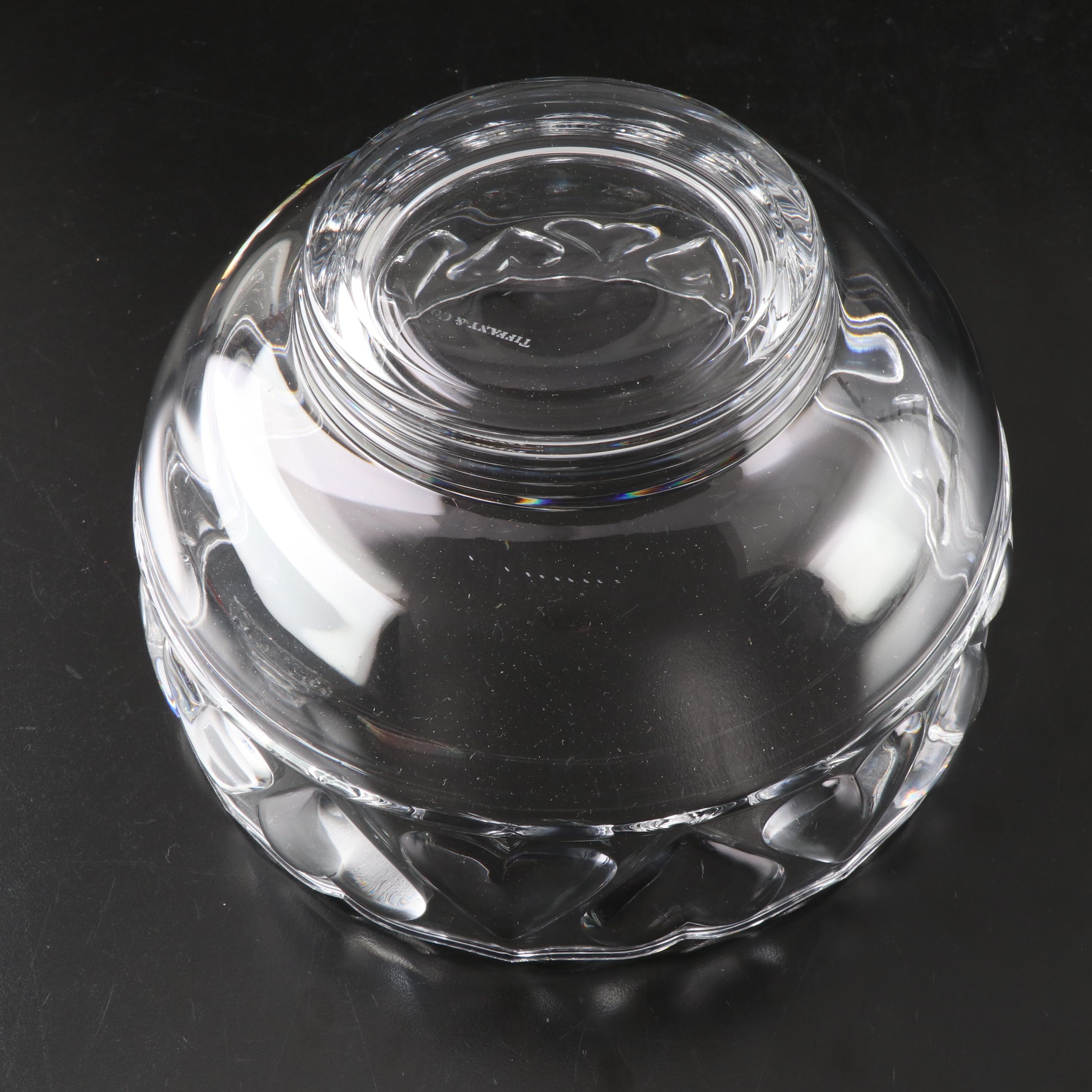 Tiffany & Co. "Hearts" Round Crystal Bowls, 1990s