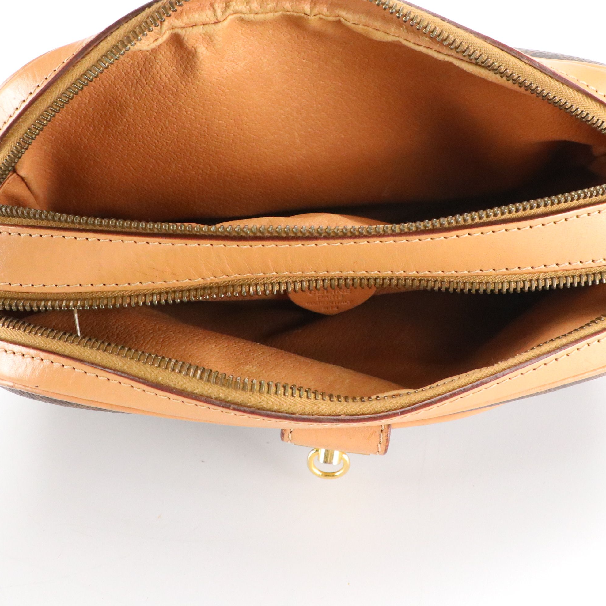 Celine Double-Zip Camera Bag in Macadam Canvas and Leather