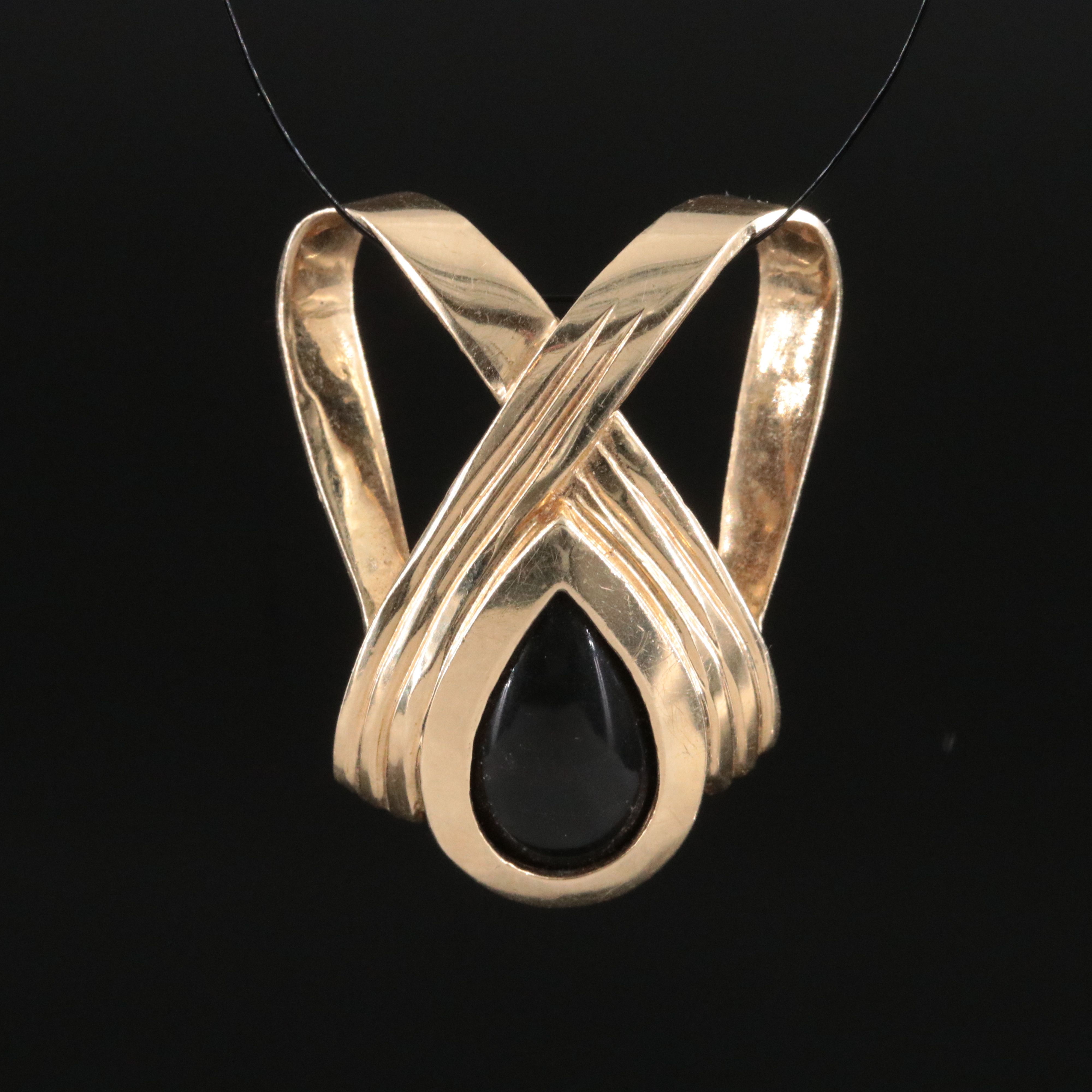 14K Black Onyx Slide Pendant