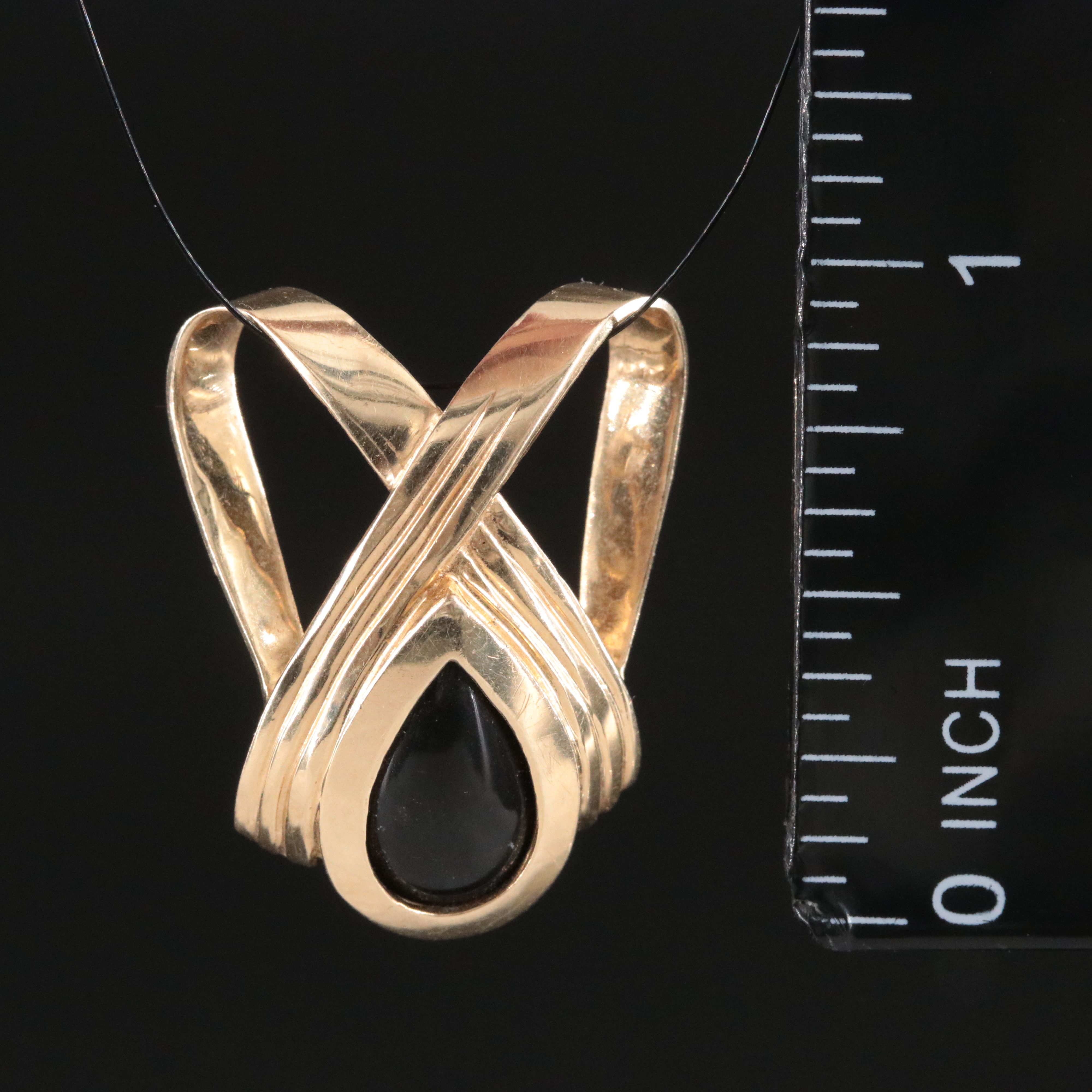 14K Black Onyx Slide Pendant