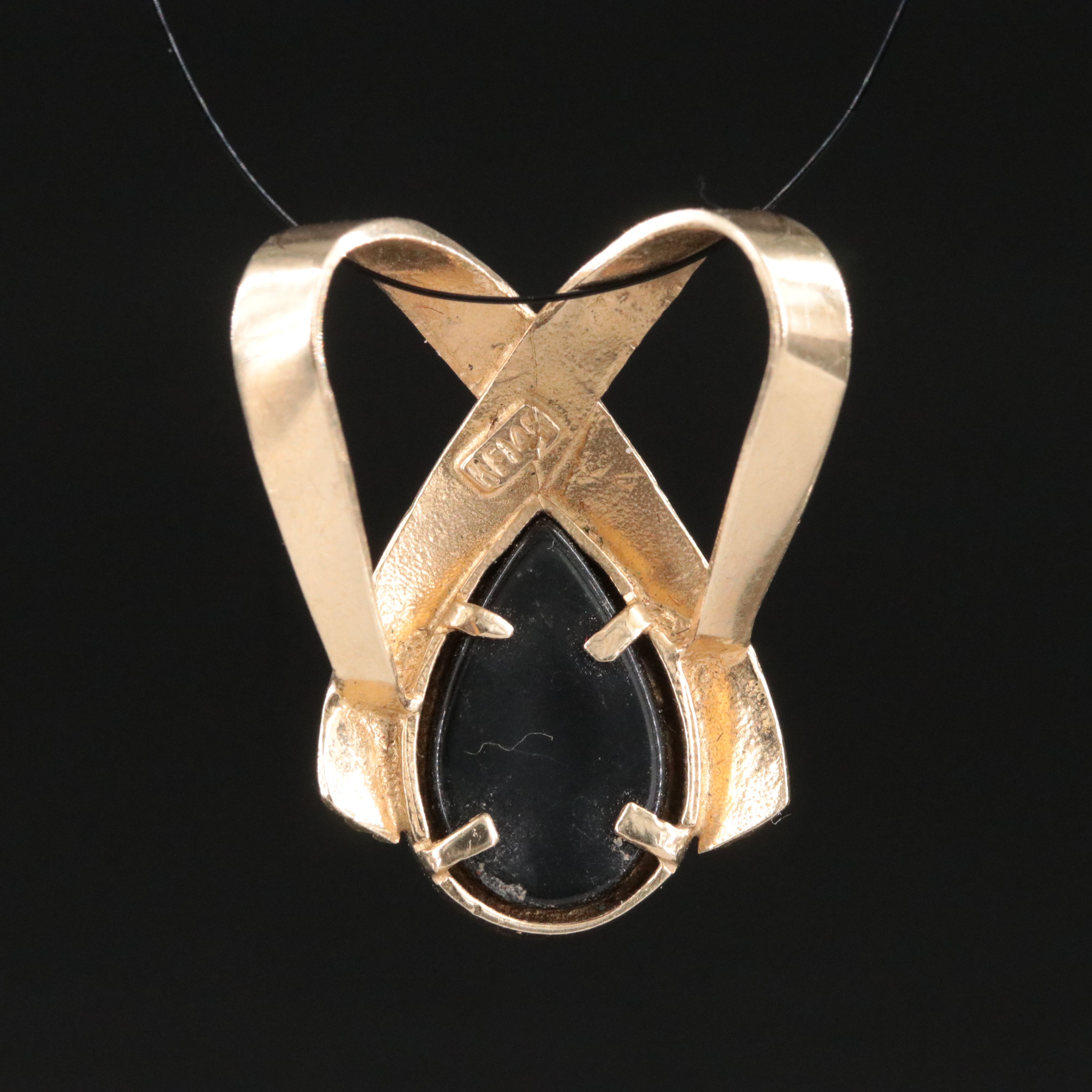 14K Black Onyx Slide Pendant