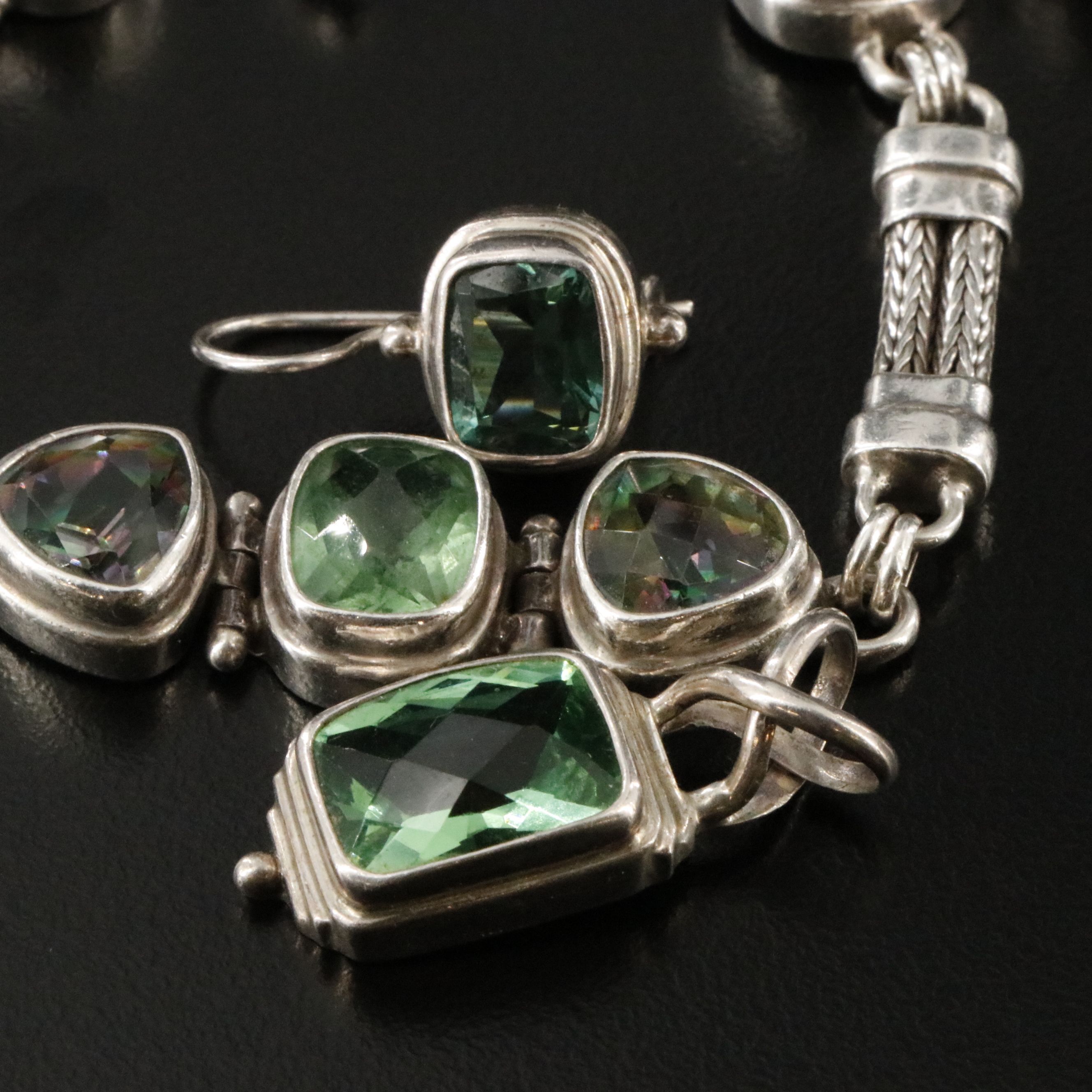 Sarda Sterling Jewelry Collection Including Topaz, Glass and Peridot