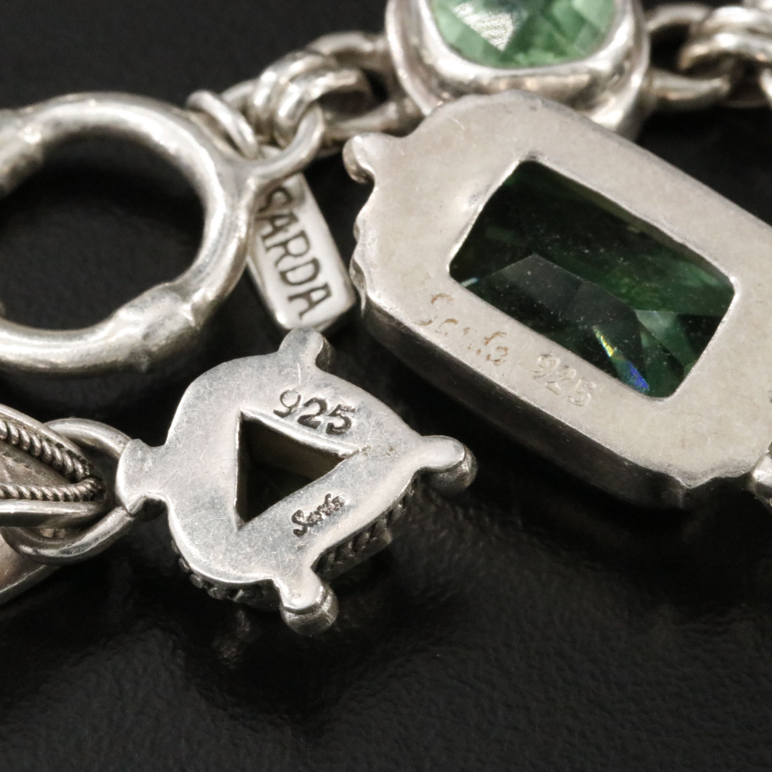 Sarda Sterling Jewelry Collection Including Topaz, Glass and Peridot