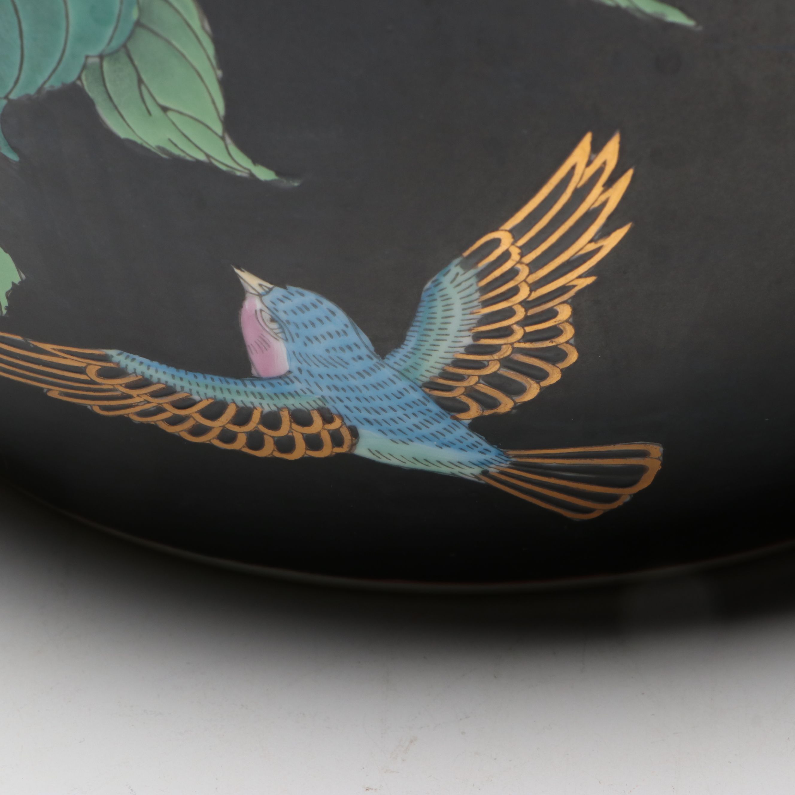 Chinese Famille Noire Hand-Painted Porcelain Fishbowl Planter
