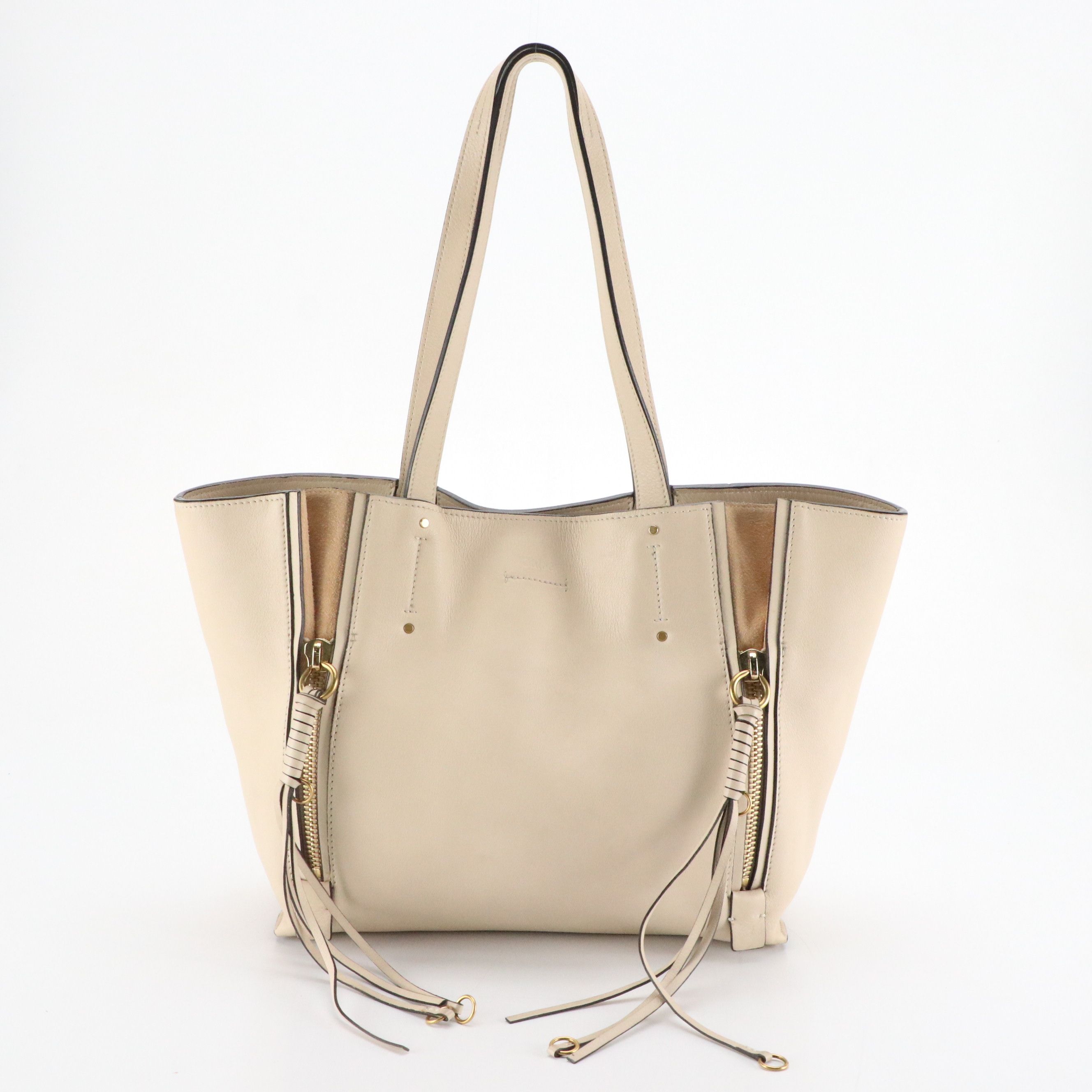 Chloé Milo Shopper Tote Bag in Beige Leather and Suede