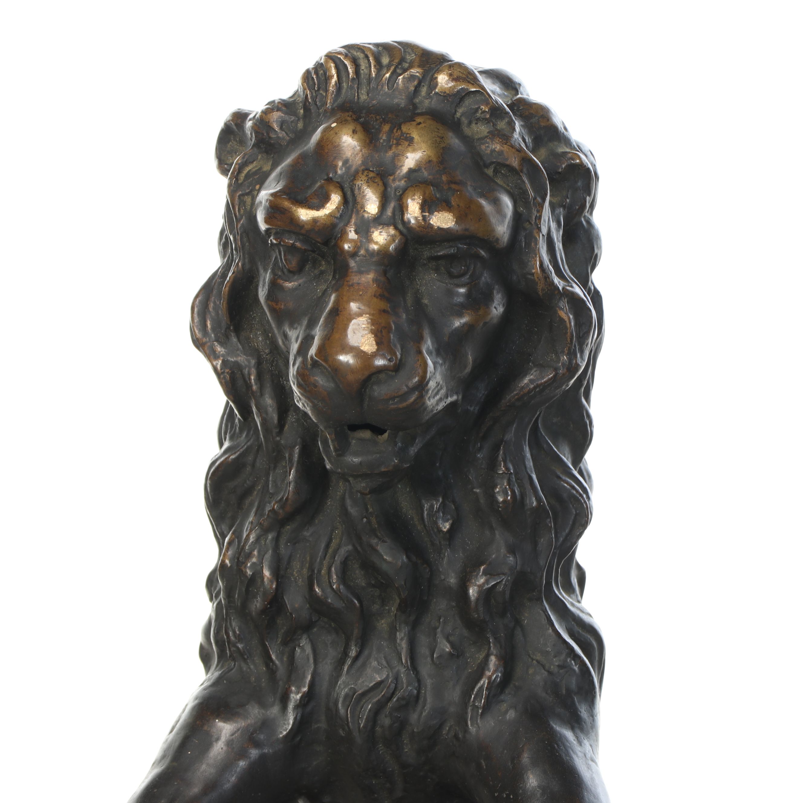 Pair of Italian Renaissance Revival "Lion and Satyr" Andirons