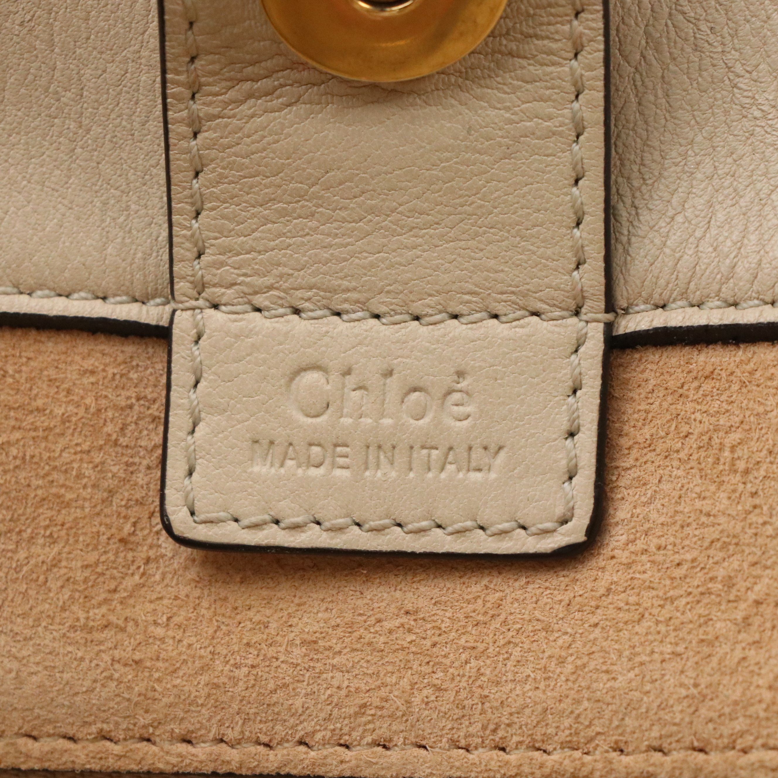 Chloé Milo Shopper Tote Bag in Beige Leather and Suede