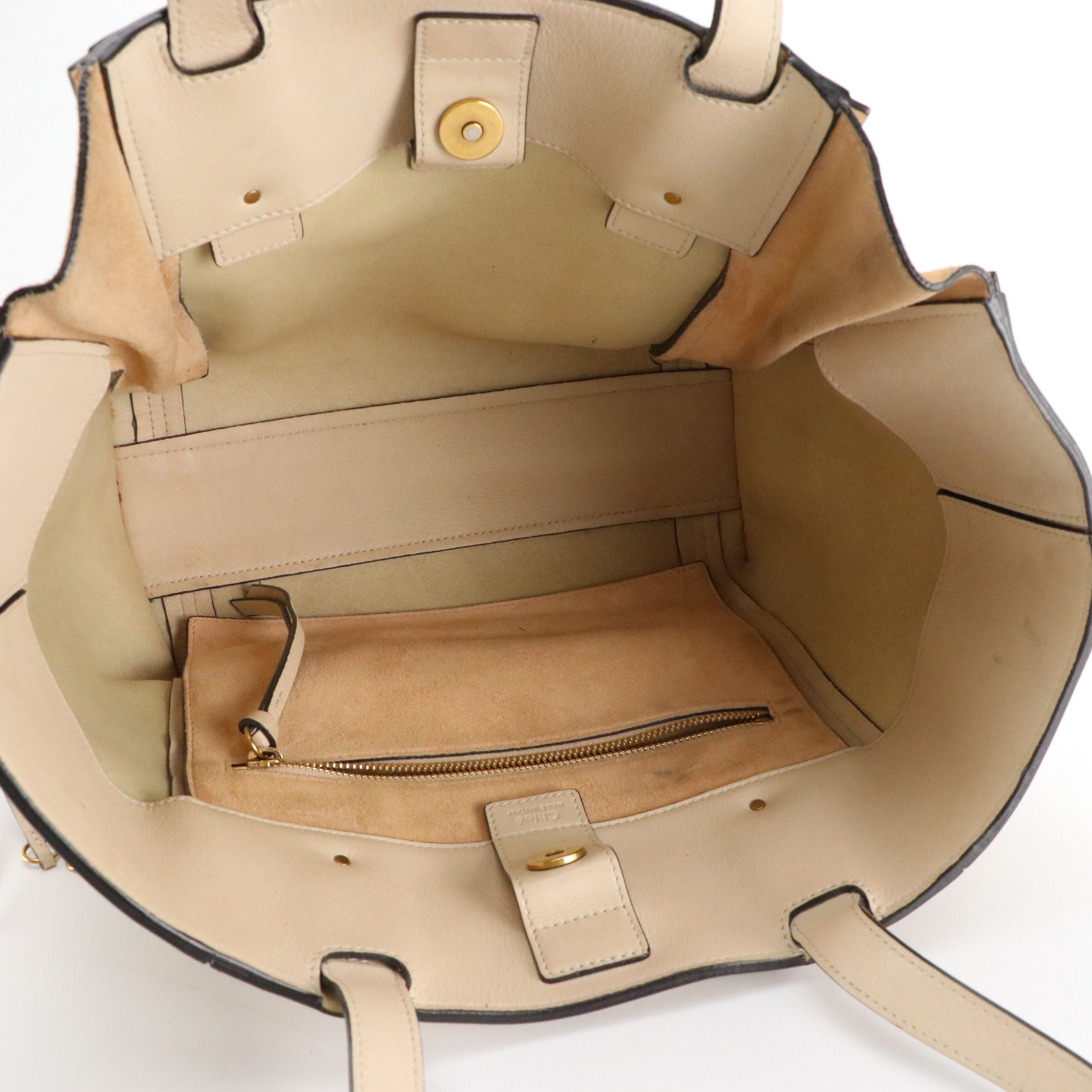 Chloé Milo Shopper Tote Bag in Beige Leather and Suede