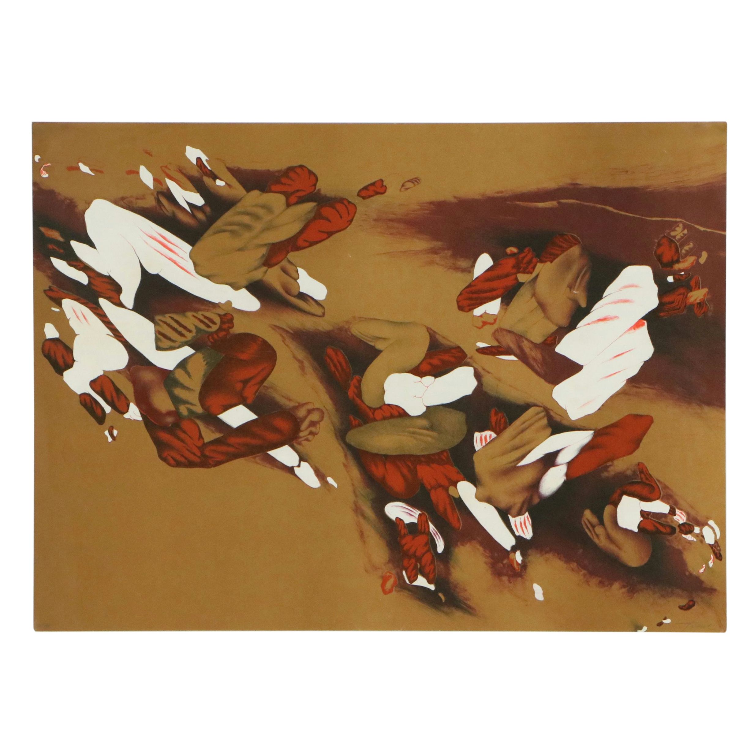 Mario Toral Lithograph "Untitled - Orange Abstract I"