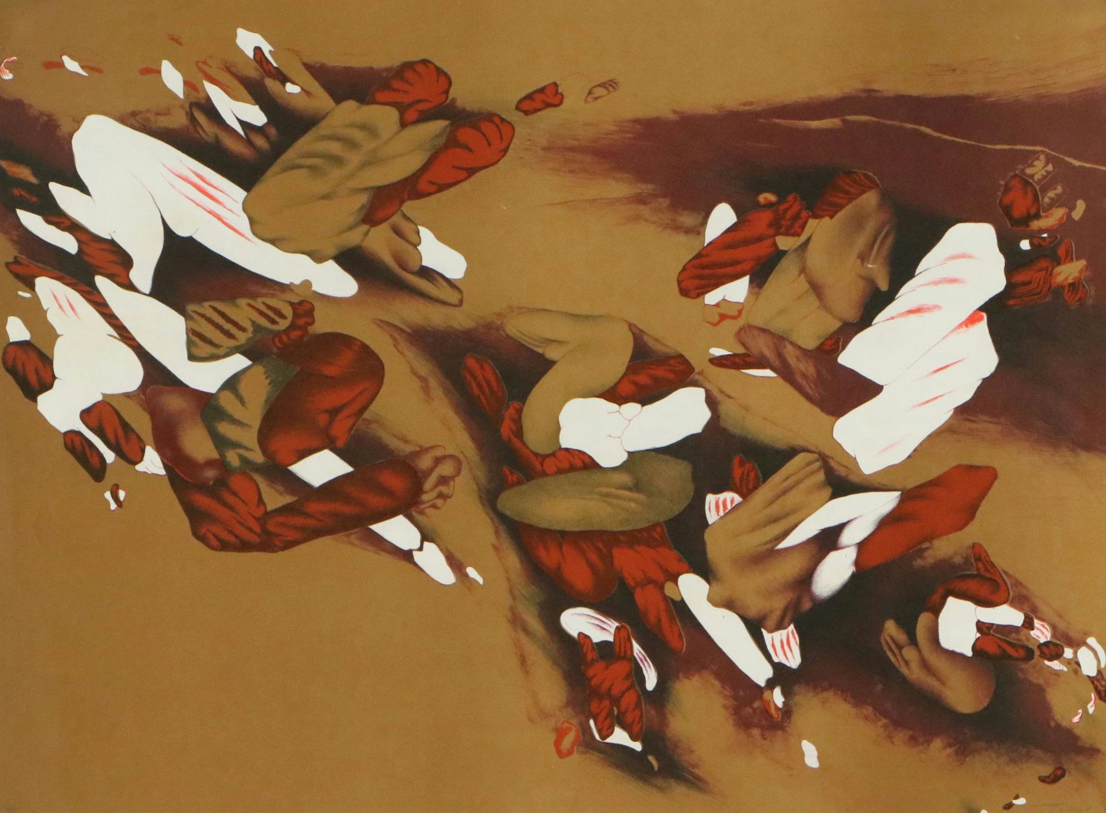 Mario Toral Lithograph "Untitled - Orange Abstract I"