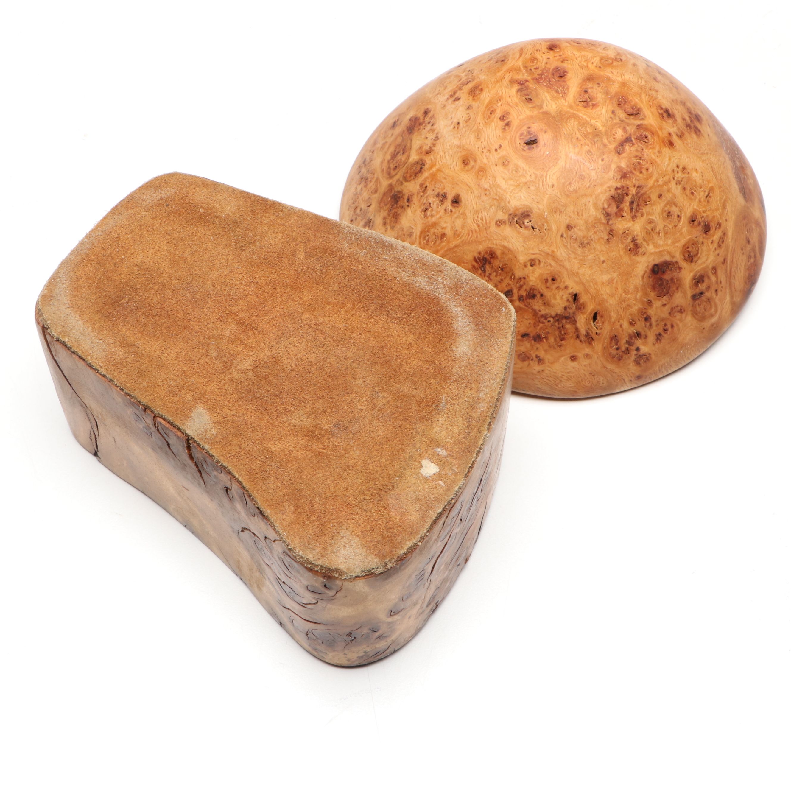 Freeform Burlwood Carved Bowls and Box