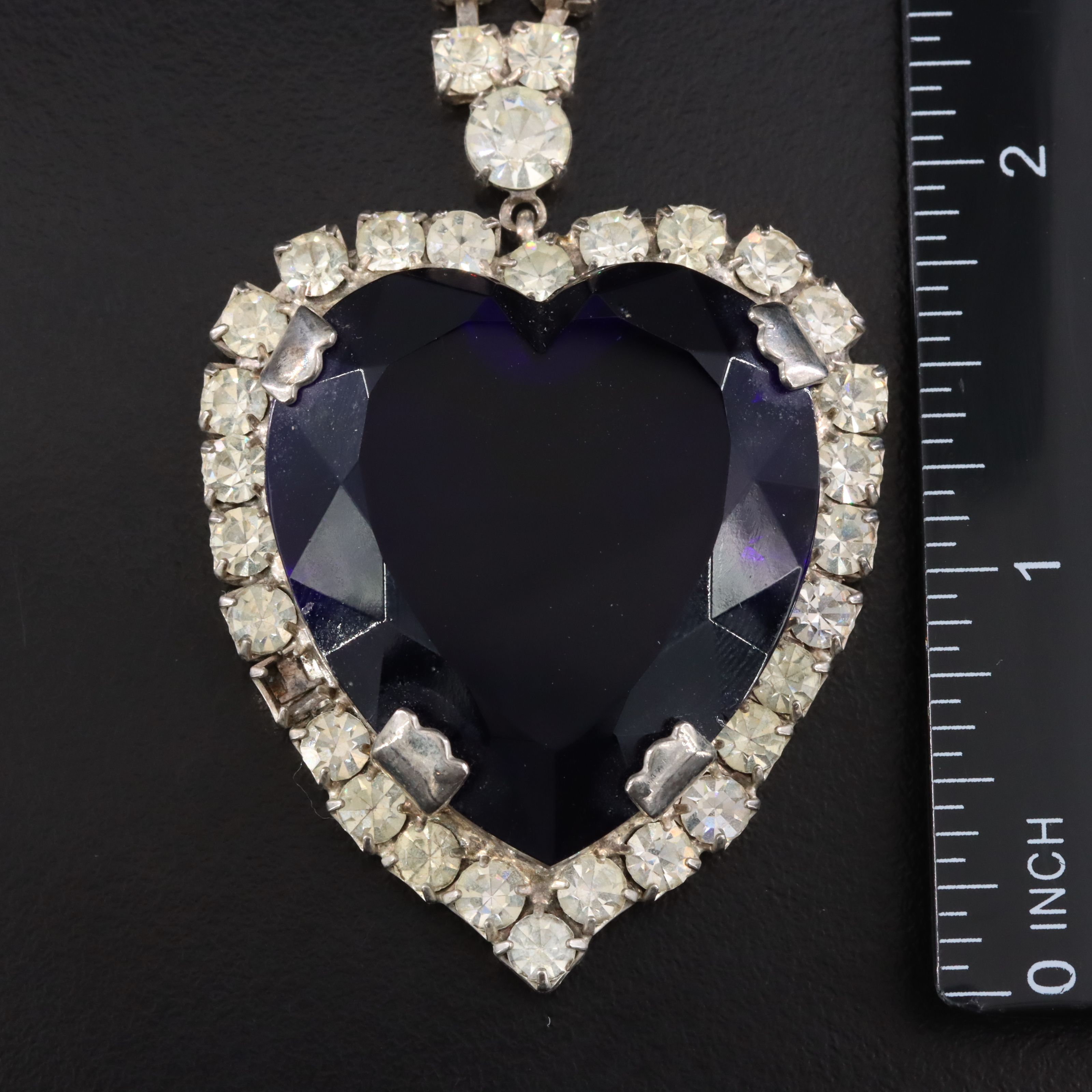 Vintage Rhinestone, Crystal & Glass Hobé Earrings with Heart & Floral Necklaces