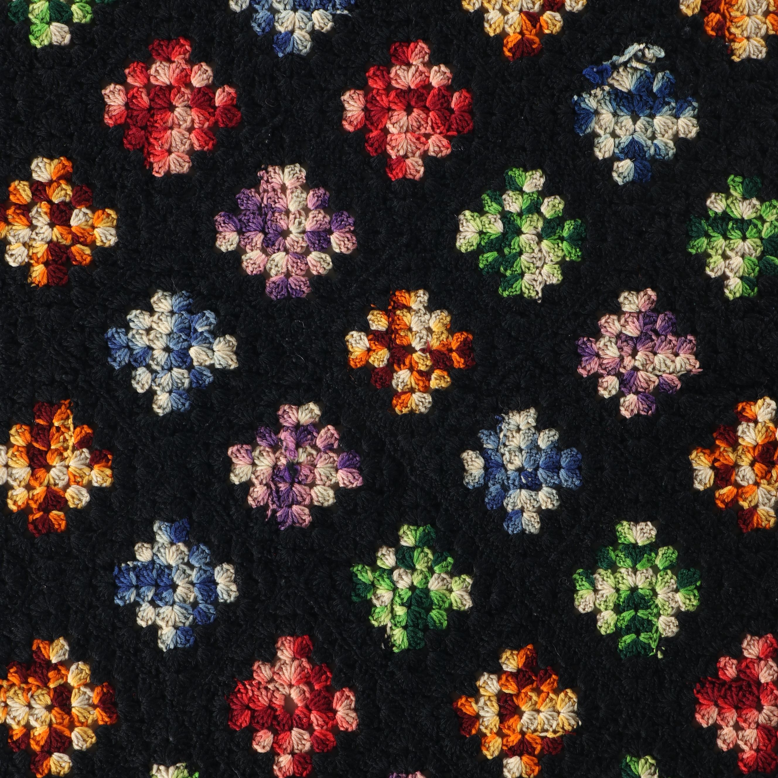 Crocheted Granny Square Afghan Blanket