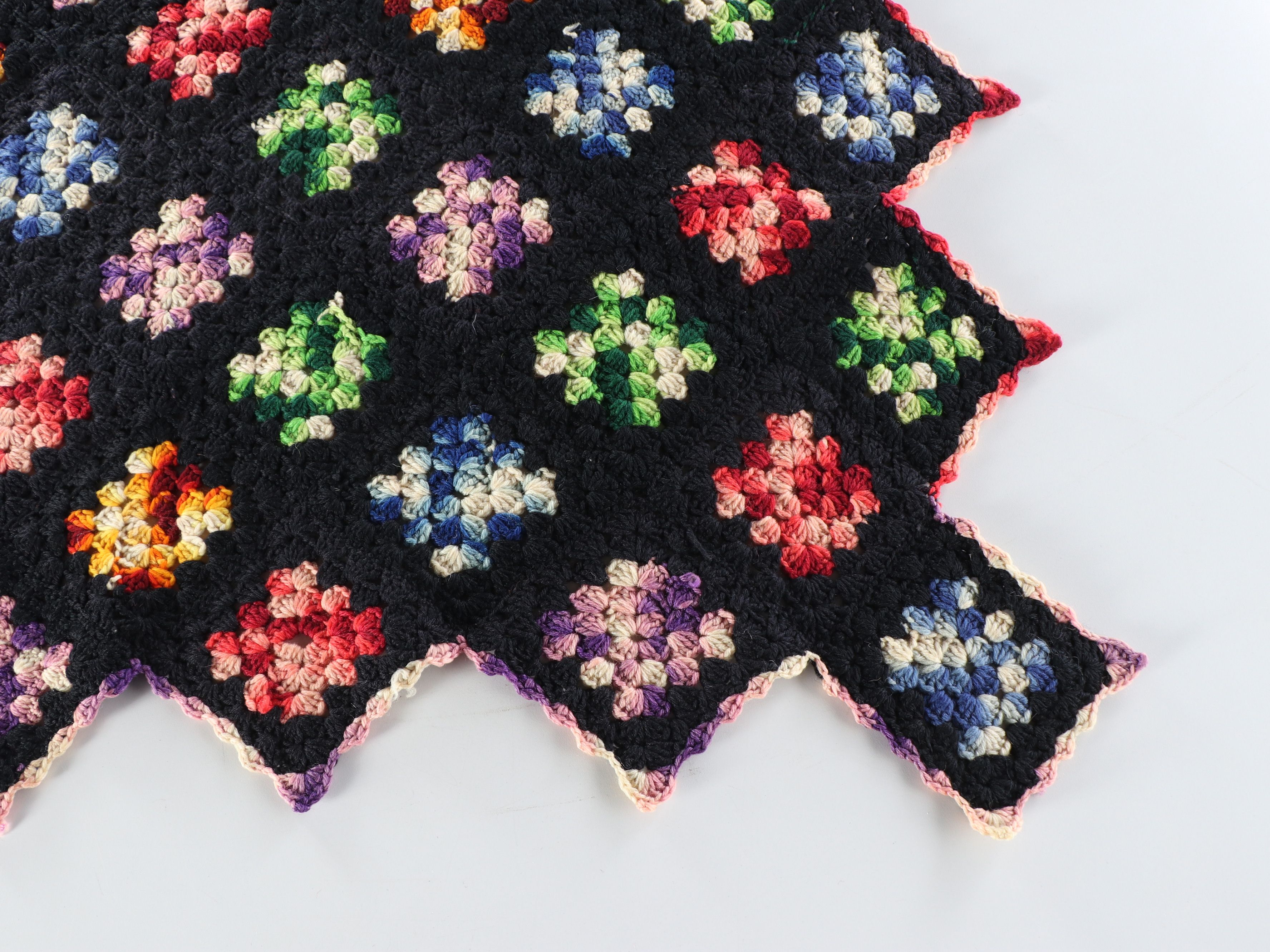 Crocheted Granny Square Afghan Blanket
