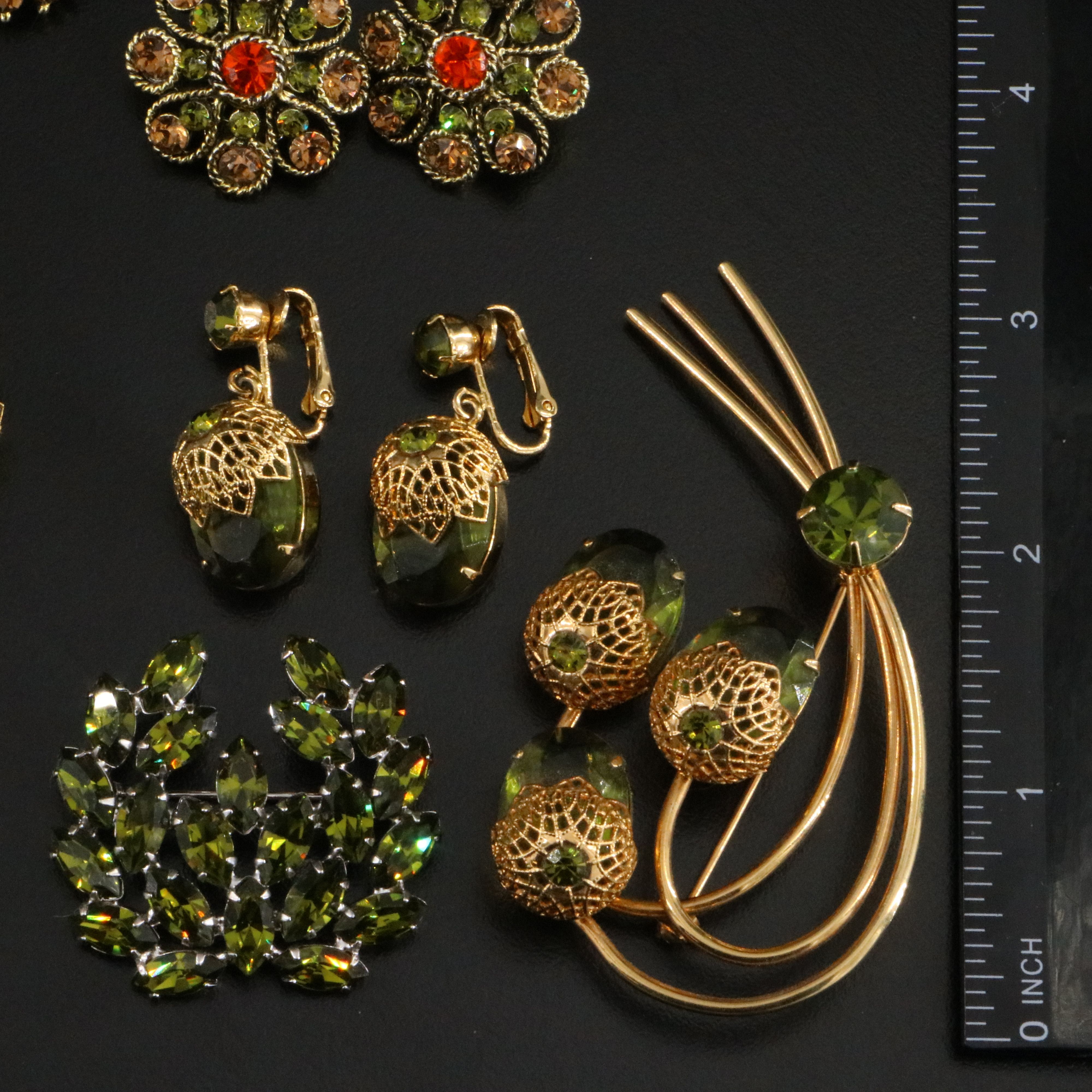 Rhinestone Brooch and Earrings Sets Including B. David