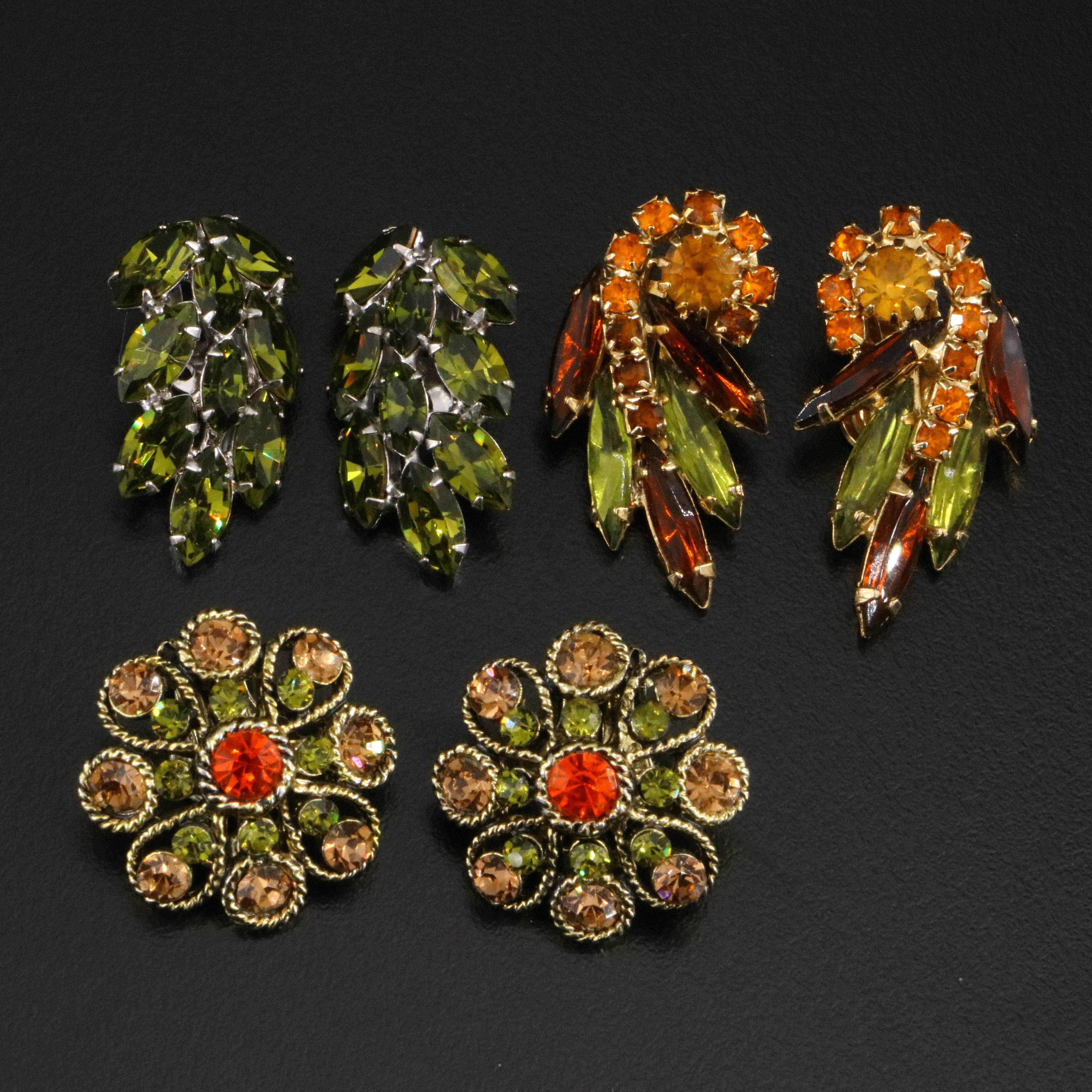 Rhinestone Brooch and Earrings Sets Including B. David