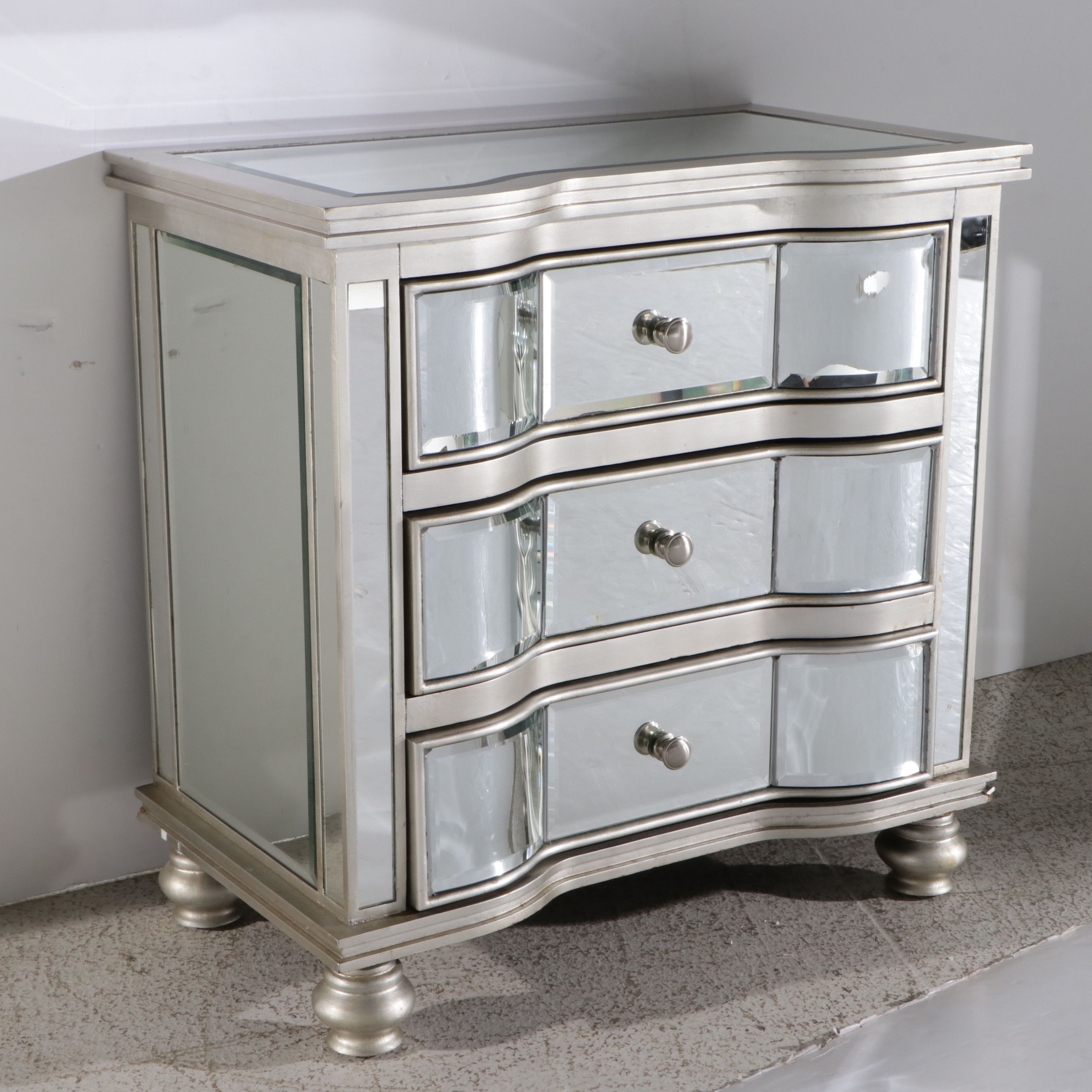 Contemporary Hollywood Regency Style Mirrored Accent Chest, 2013