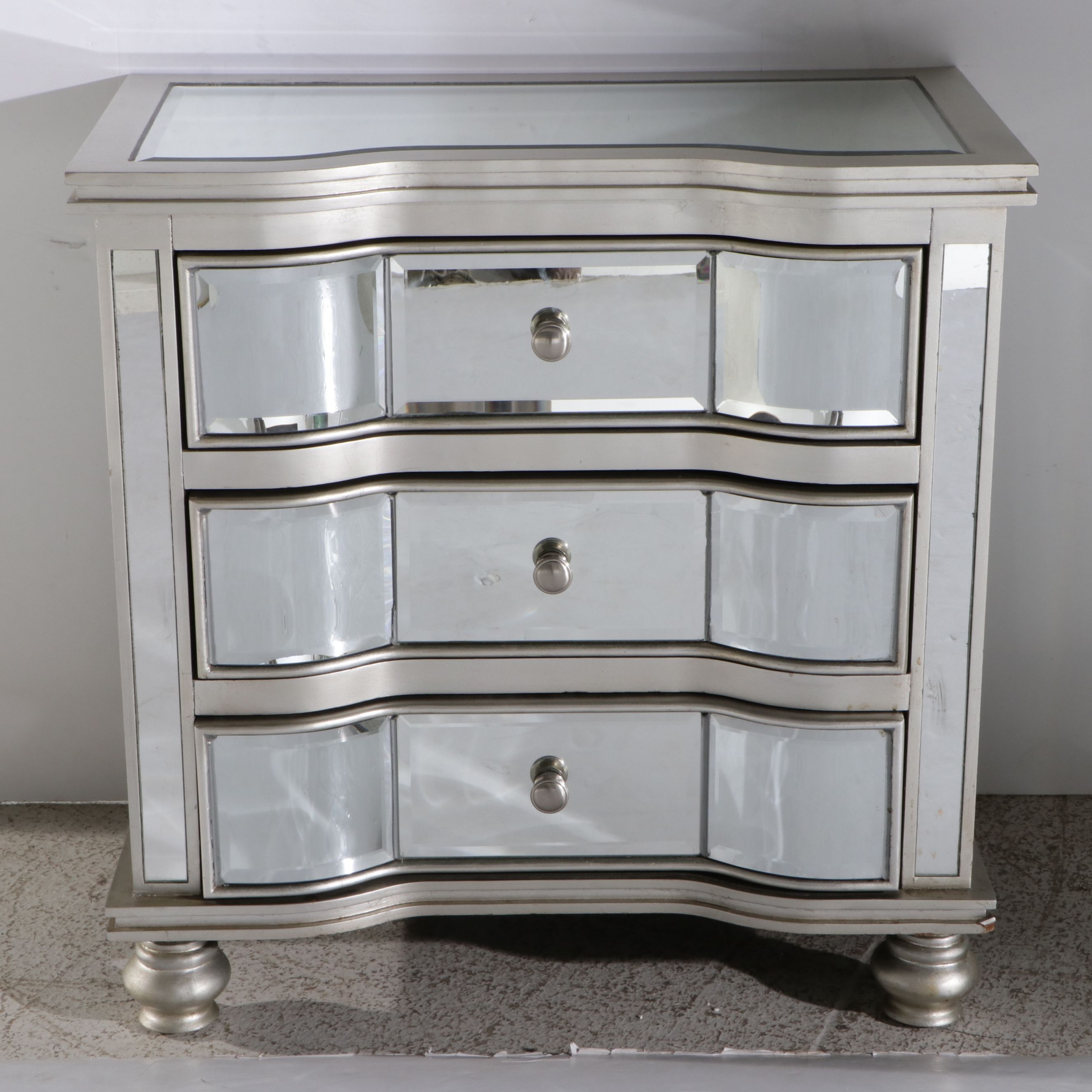 Contemporary Hollywood Regency Style Mirrored Accent Chest, 2013