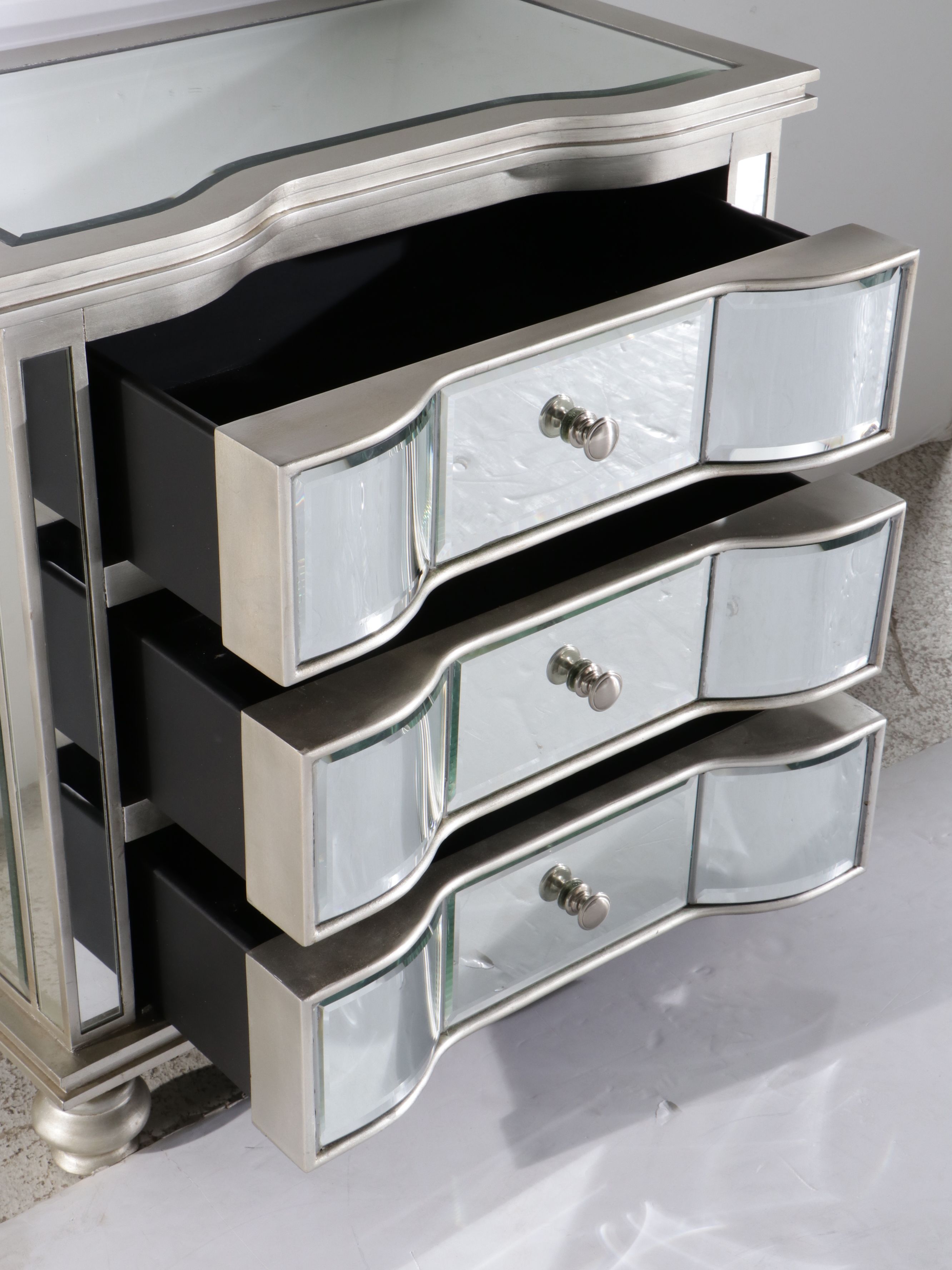 Contemporary Hollywood Regency Style Mirrored Accent Chest, 2013