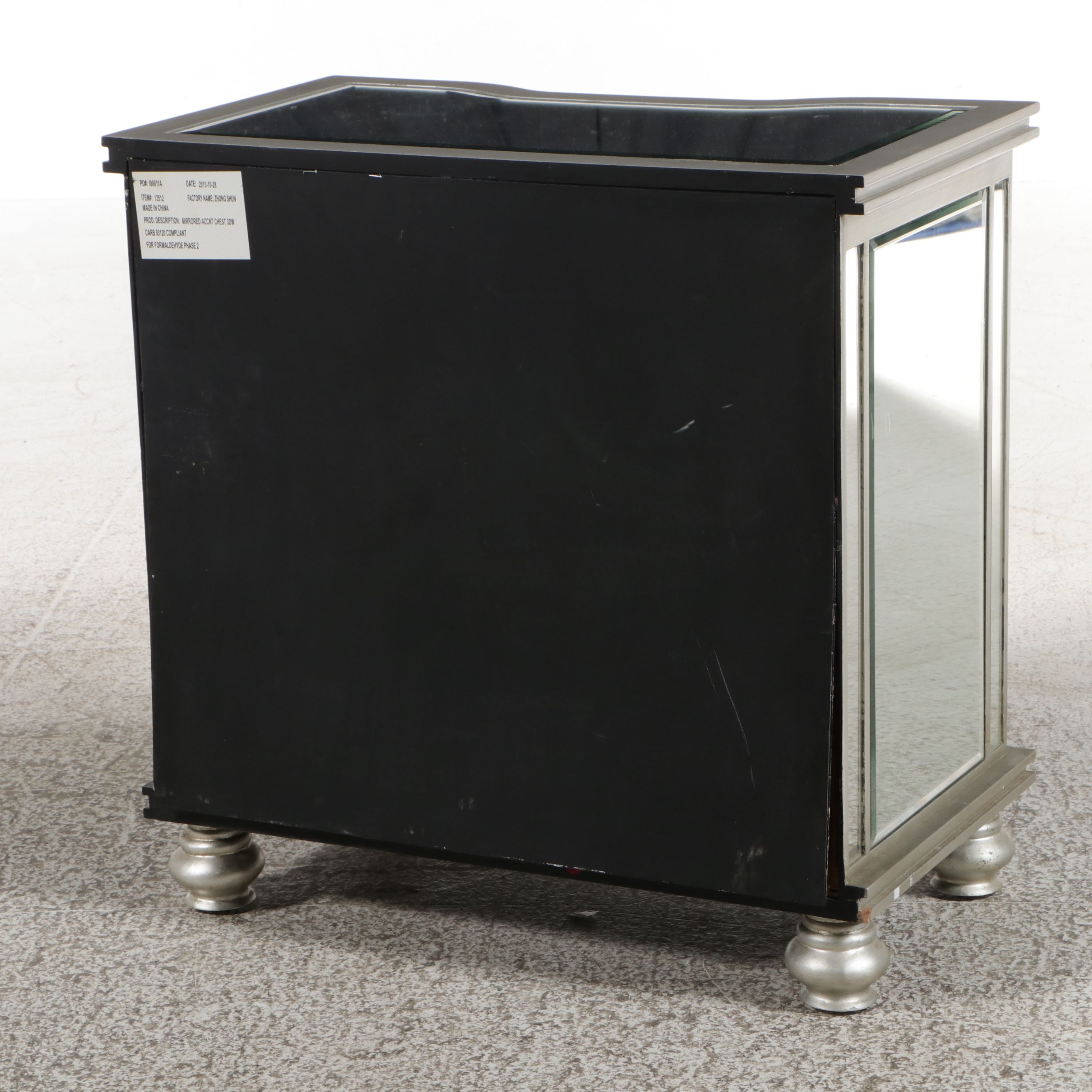 Contemporary Hollywood Regency Style Mirrored Accent Chest, 2013