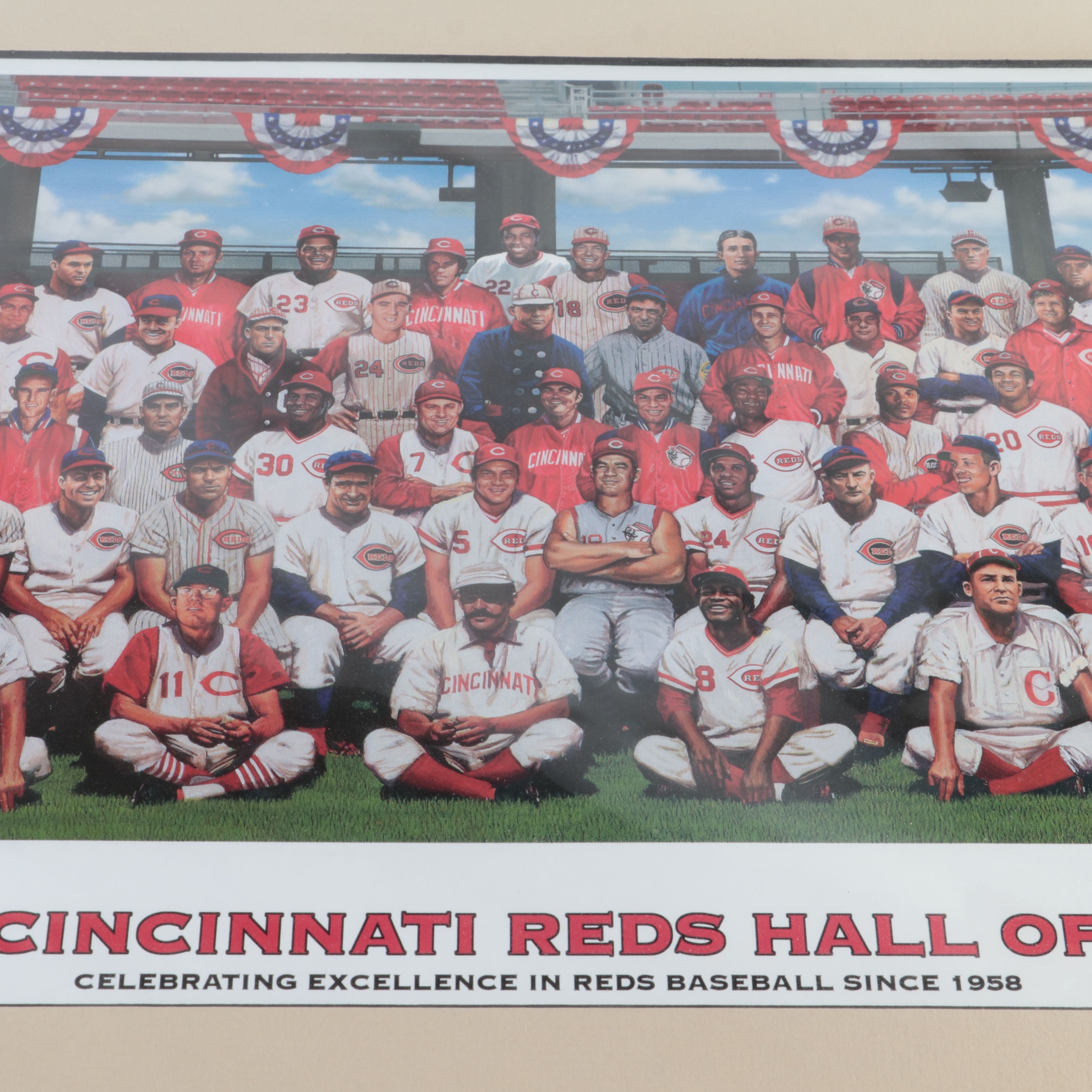 Cincinnati Reds Hall of Fame Matted Print and Pete Rose 4,192 Newspapers