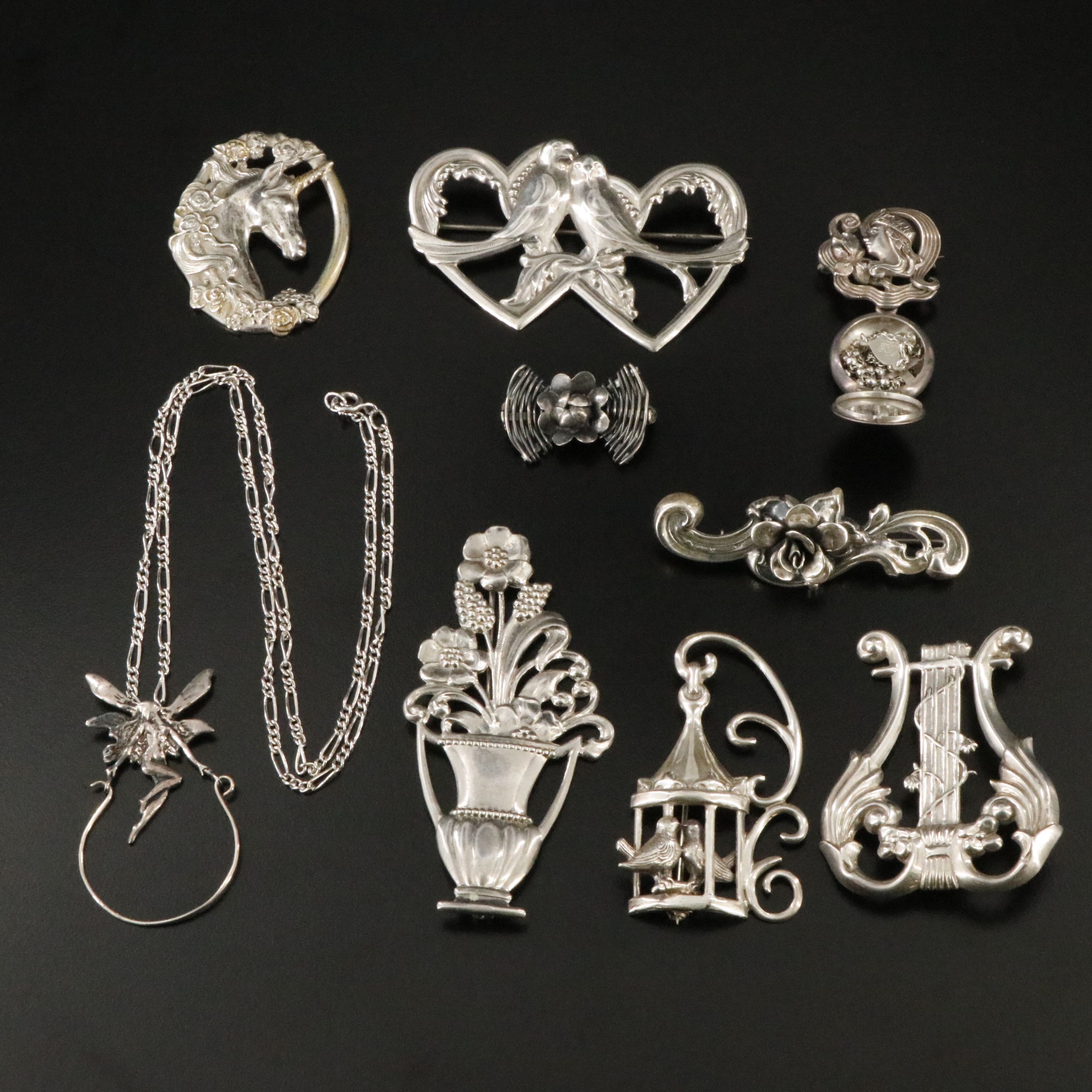 Gorham and Art Nouveau Featured in Sterling and 800 Silver Jewelry
