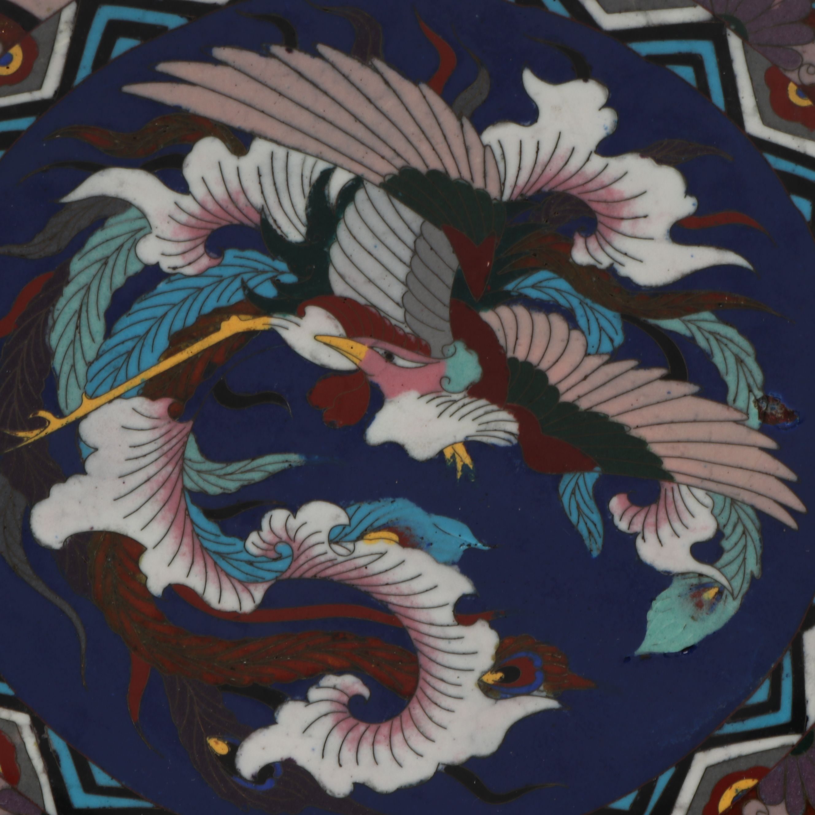 Japanese Cloisonné Phoenix Charger, Early 20th Century