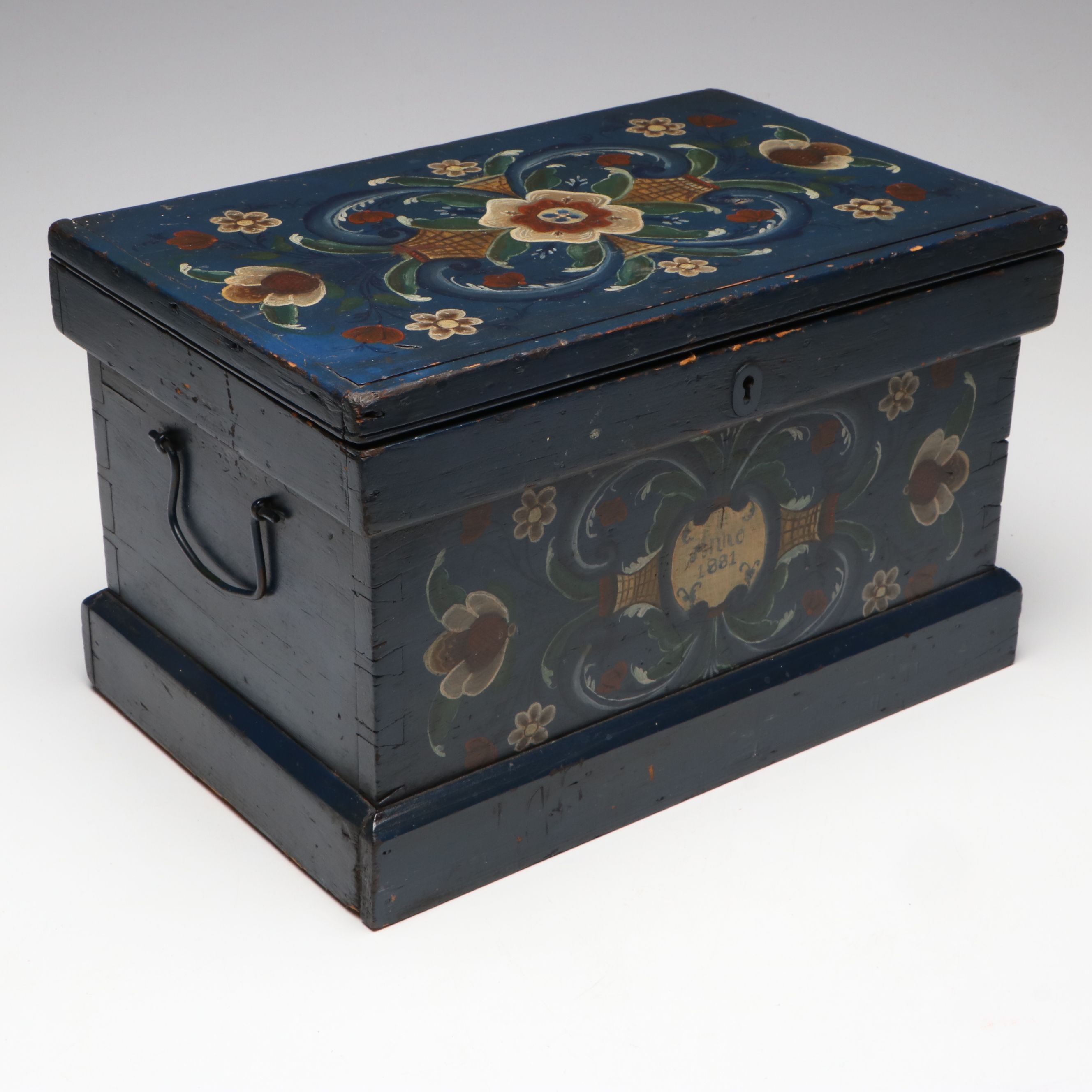 Rosemåling Wooden Dowry Chest, 1881