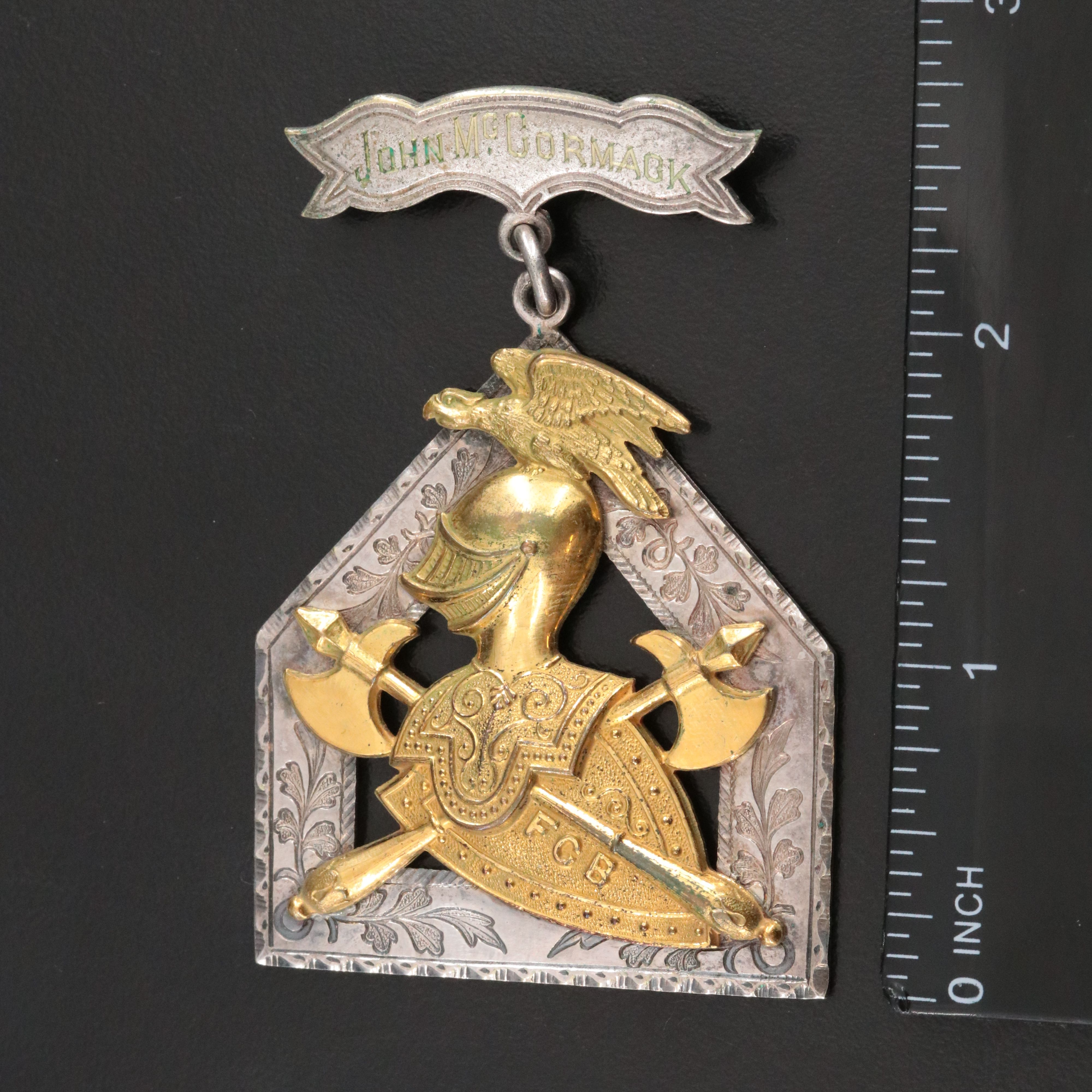 1894 Masonic Knights of Pythias & WWII Sterling Navy Pin ft. in Militaria