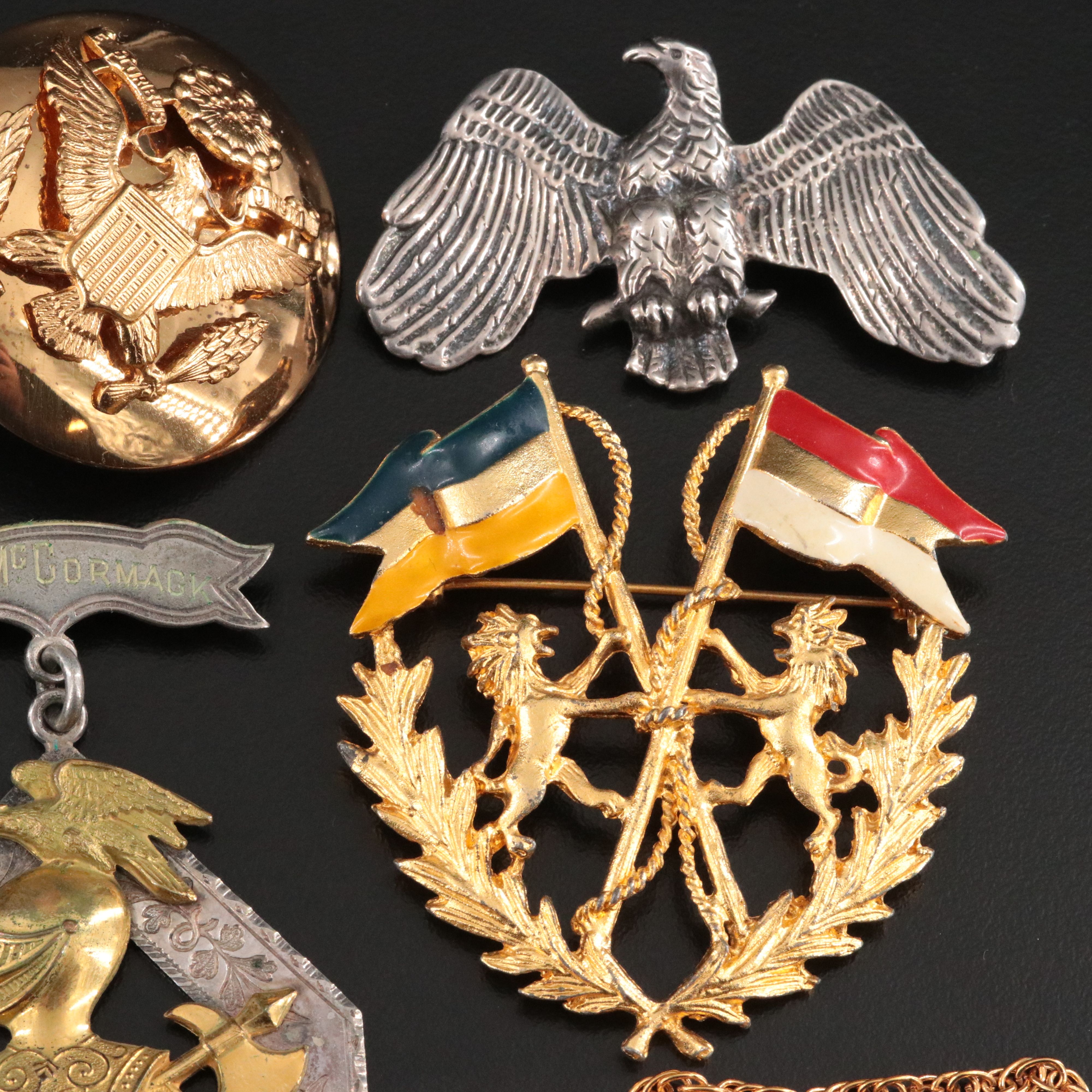 1894 Masonic Knights of Pythias & WWII Sterling Navy Pin ft. in Militaria