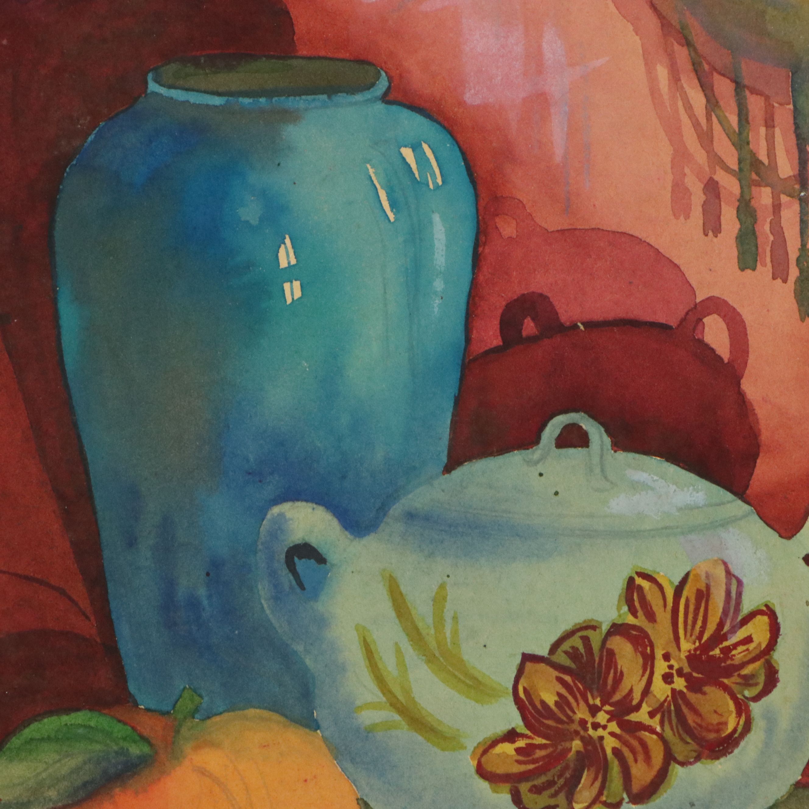 Arno W. Hempel Watercolor Painting of Bouquet of Irises and more, 1959