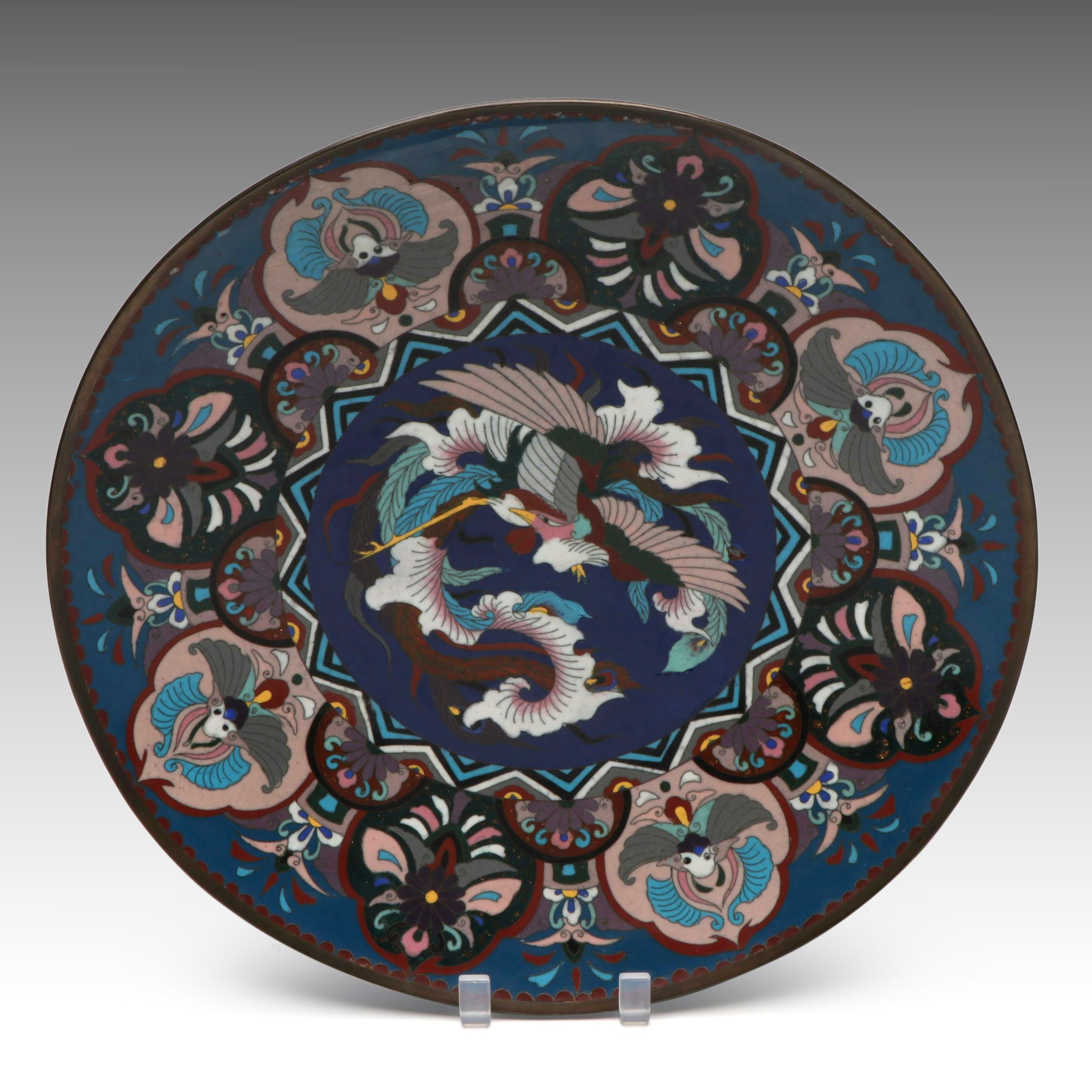 Japanese Cloisonné Phoenix Charger, Early 20th Century