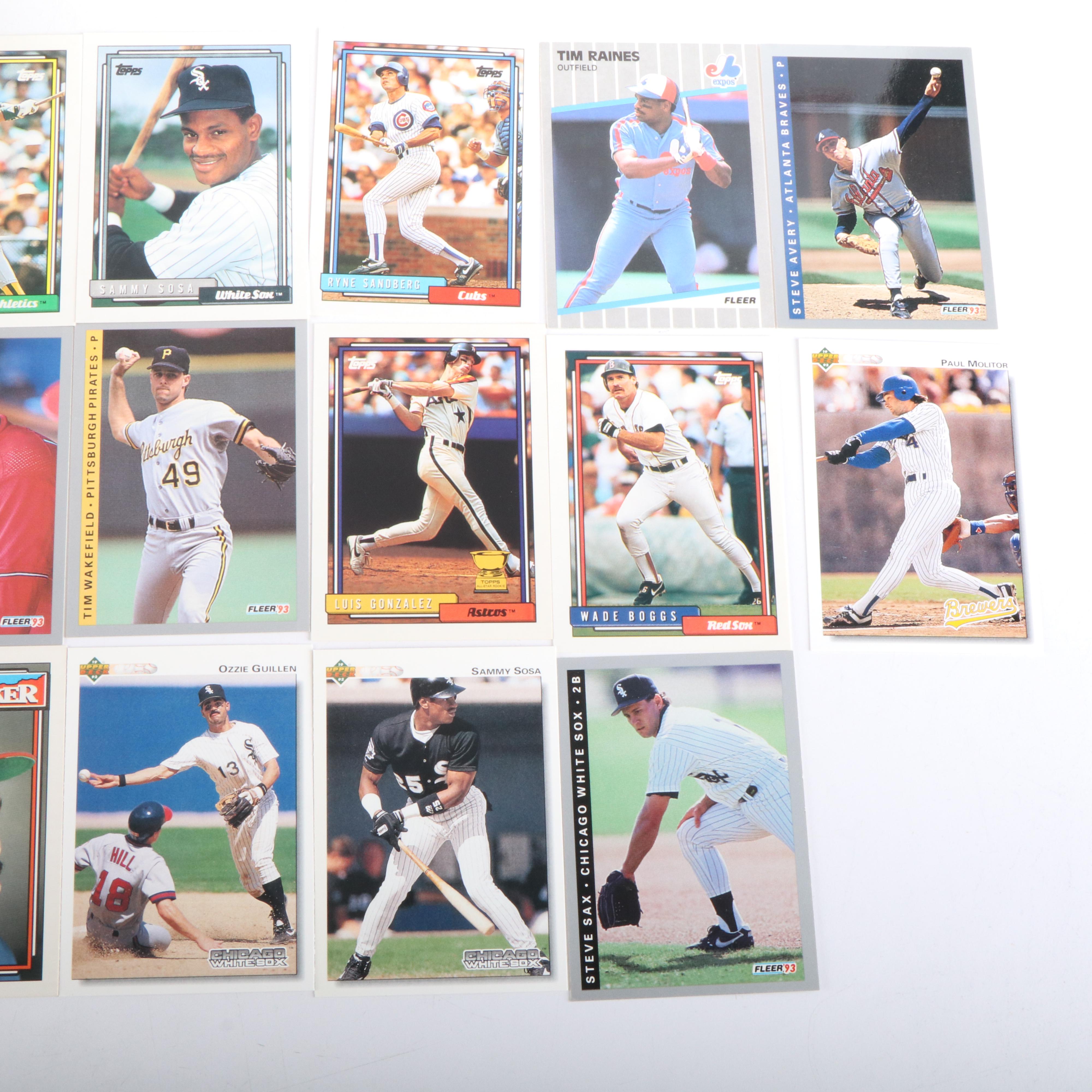 Fleer with Other Baseball Cards Featuring Wade Boggs and Sammy Sosa, 1980s-1990s