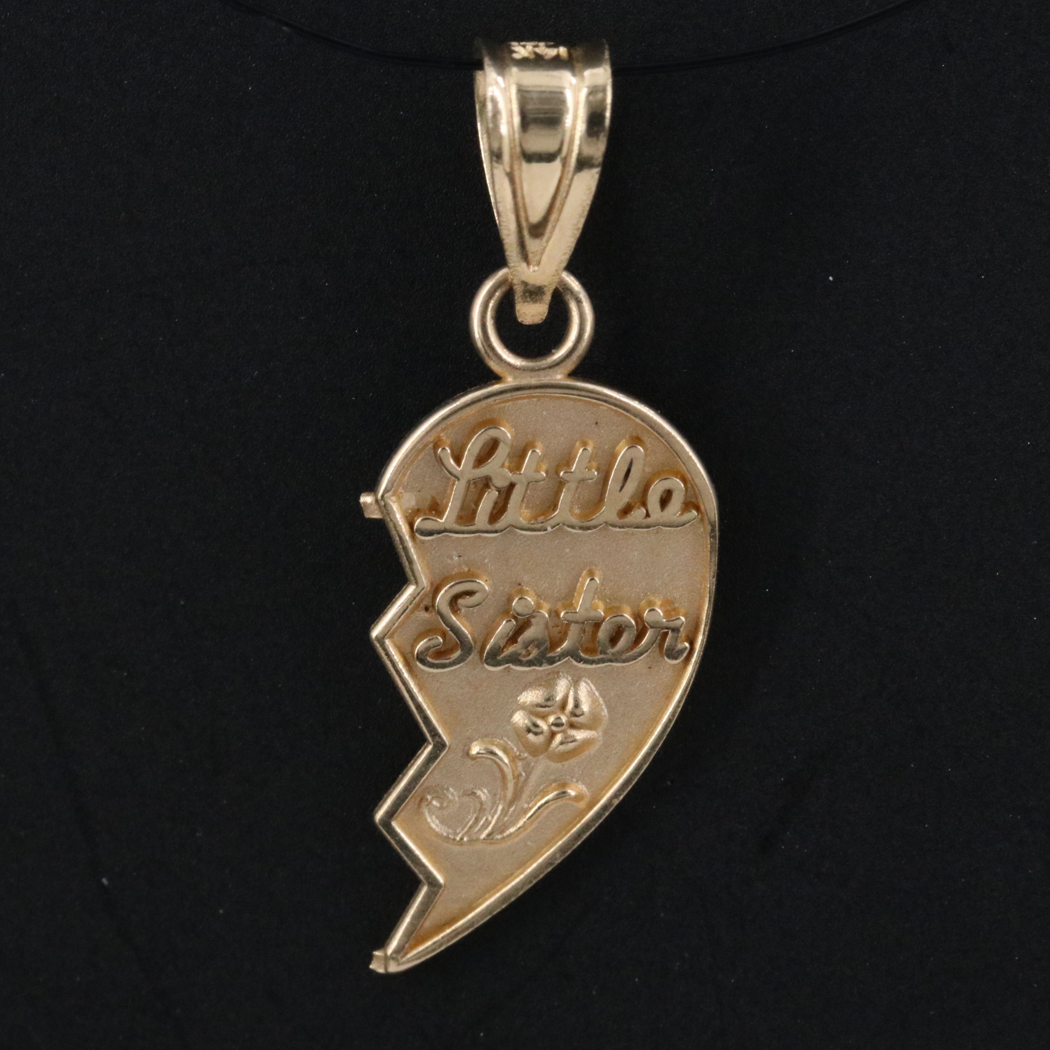 14K "Little Sister" Half Heart Pendant