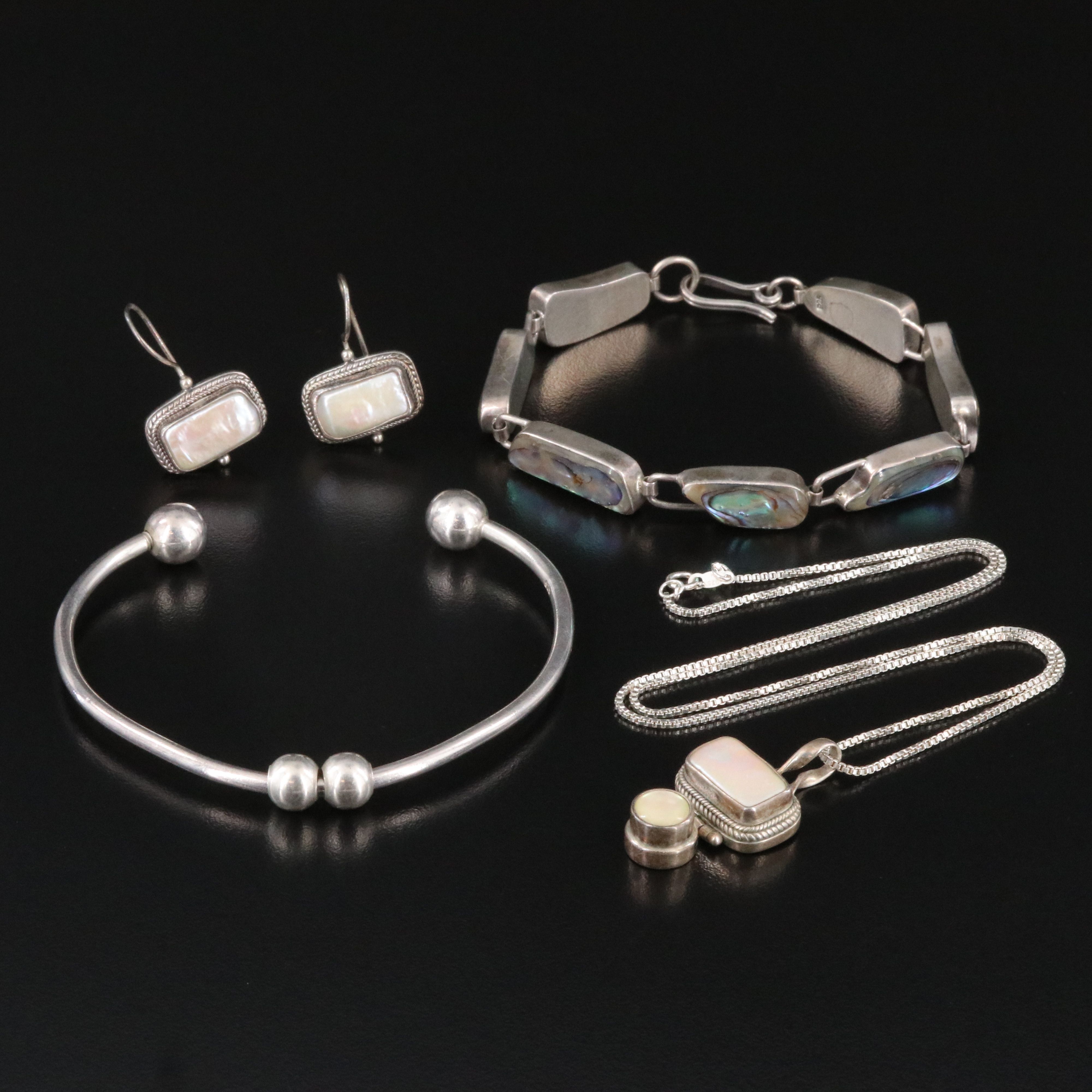 Sarda, Abalone and Mother-of-Pearl Featured in Sterling Jewelry