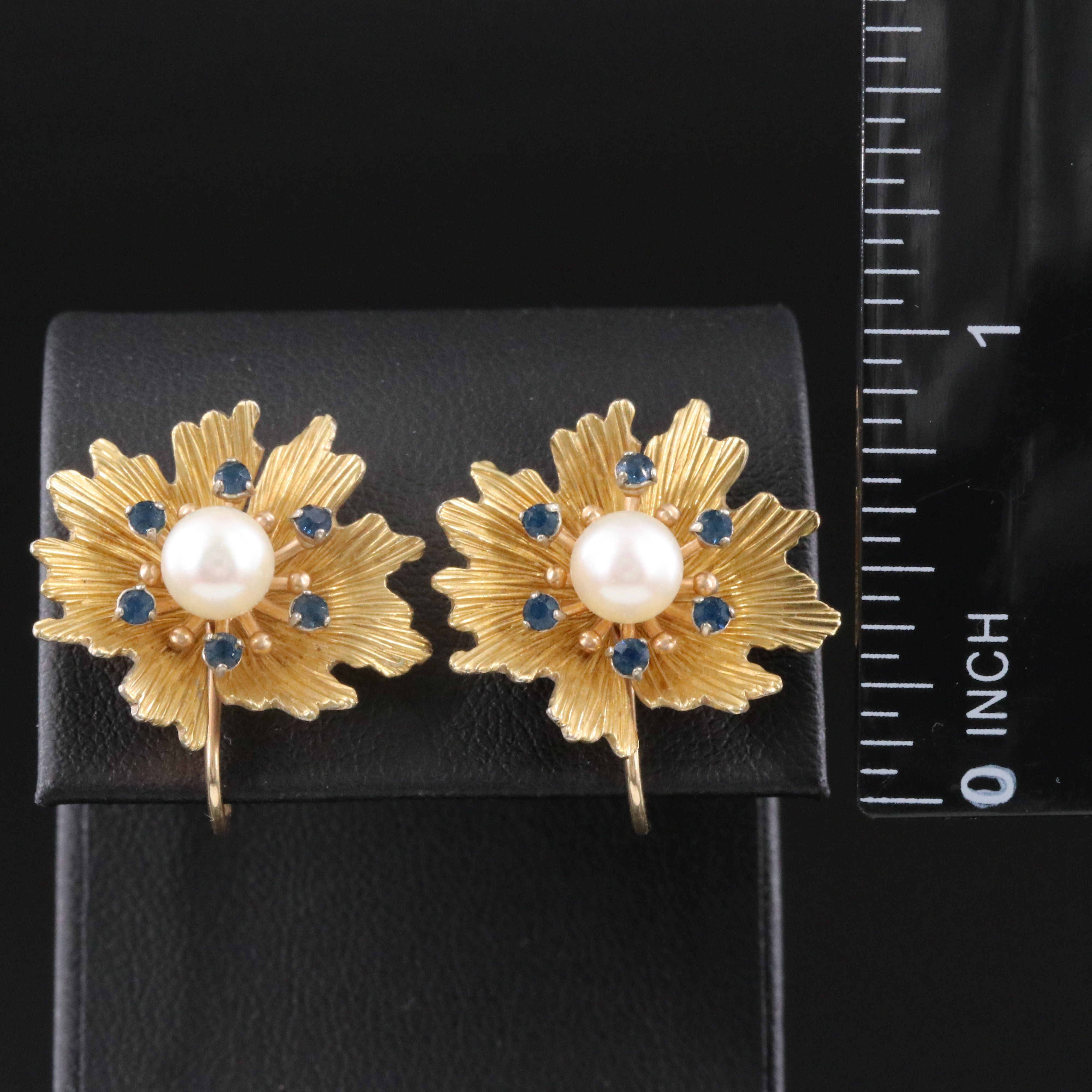 Krementz Pearl and Glass Floral Earrings