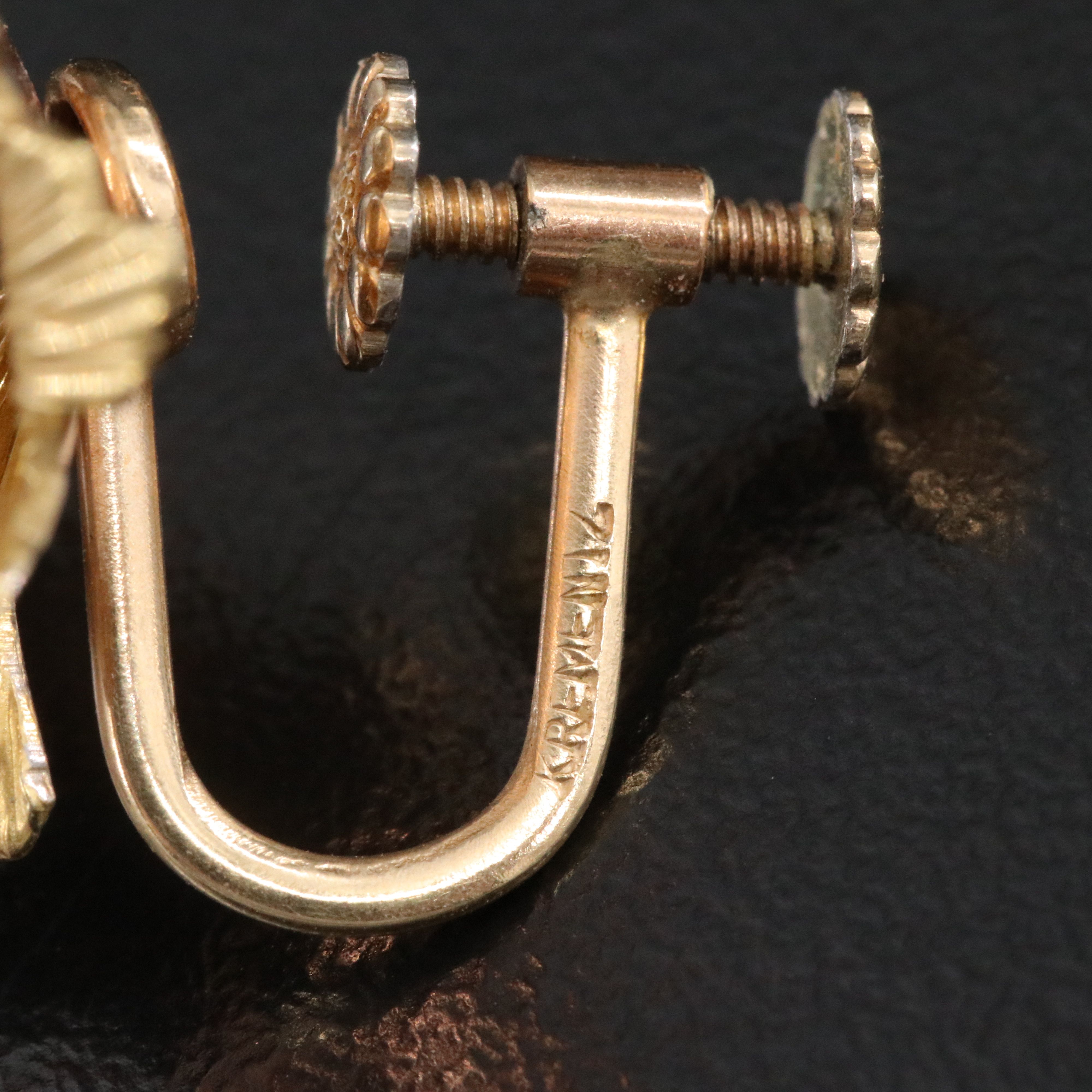 Krementz Pearl and Glass Floral Earrings